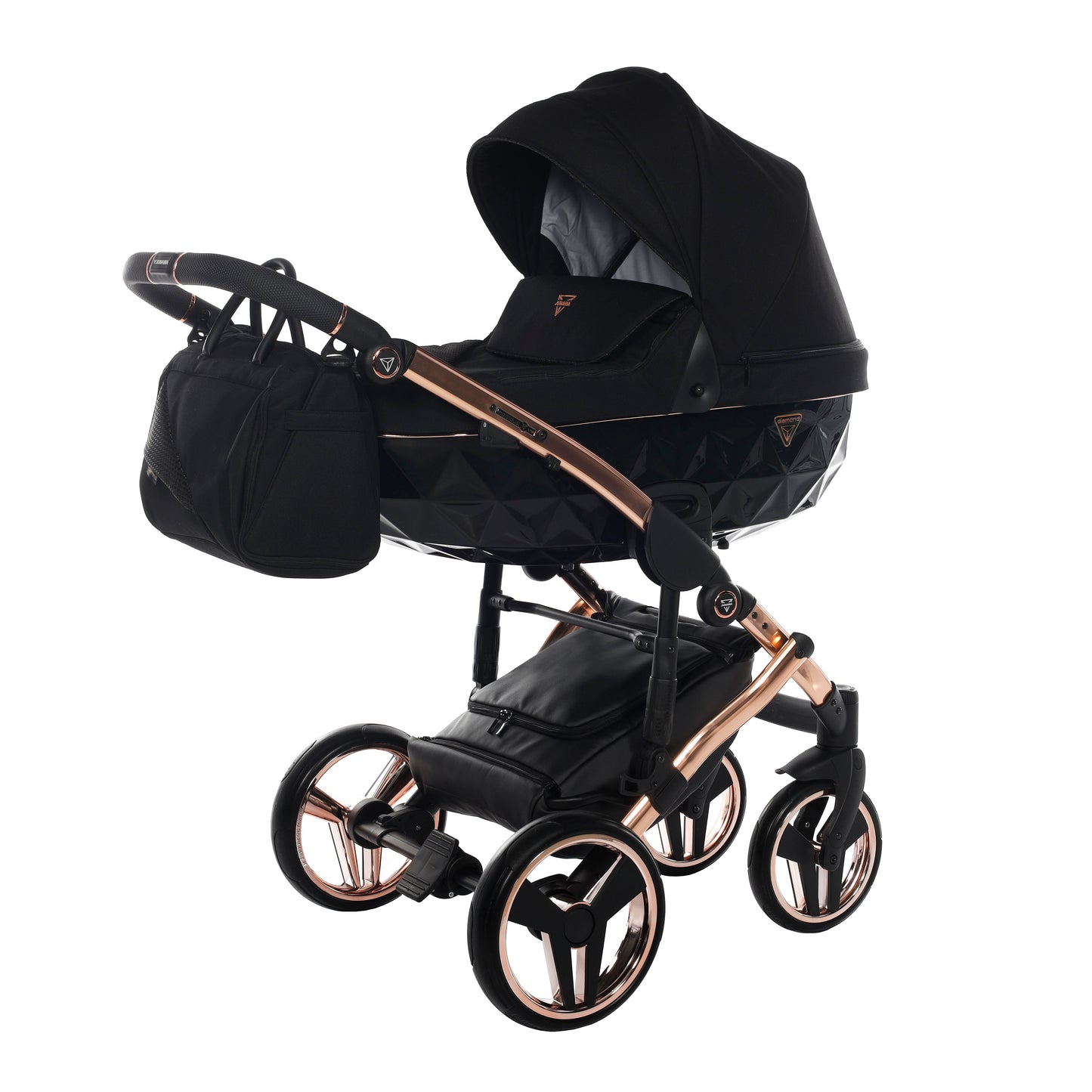 Junama INDIVIDUAL 2 in 1 , prams and stroller, BLACK and ROSE GOLD