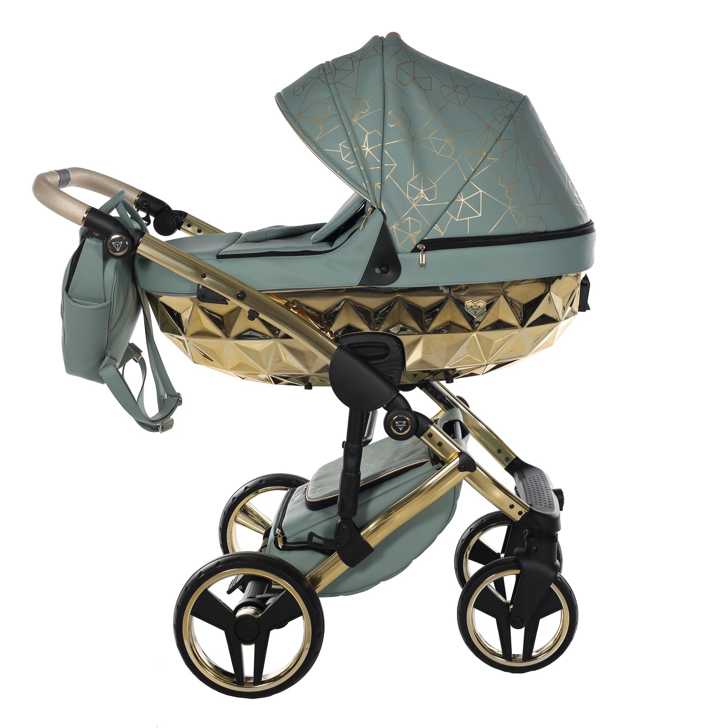 Junama HEART 2 in 1 , prams and stroller, GREEN AND GOLD 03