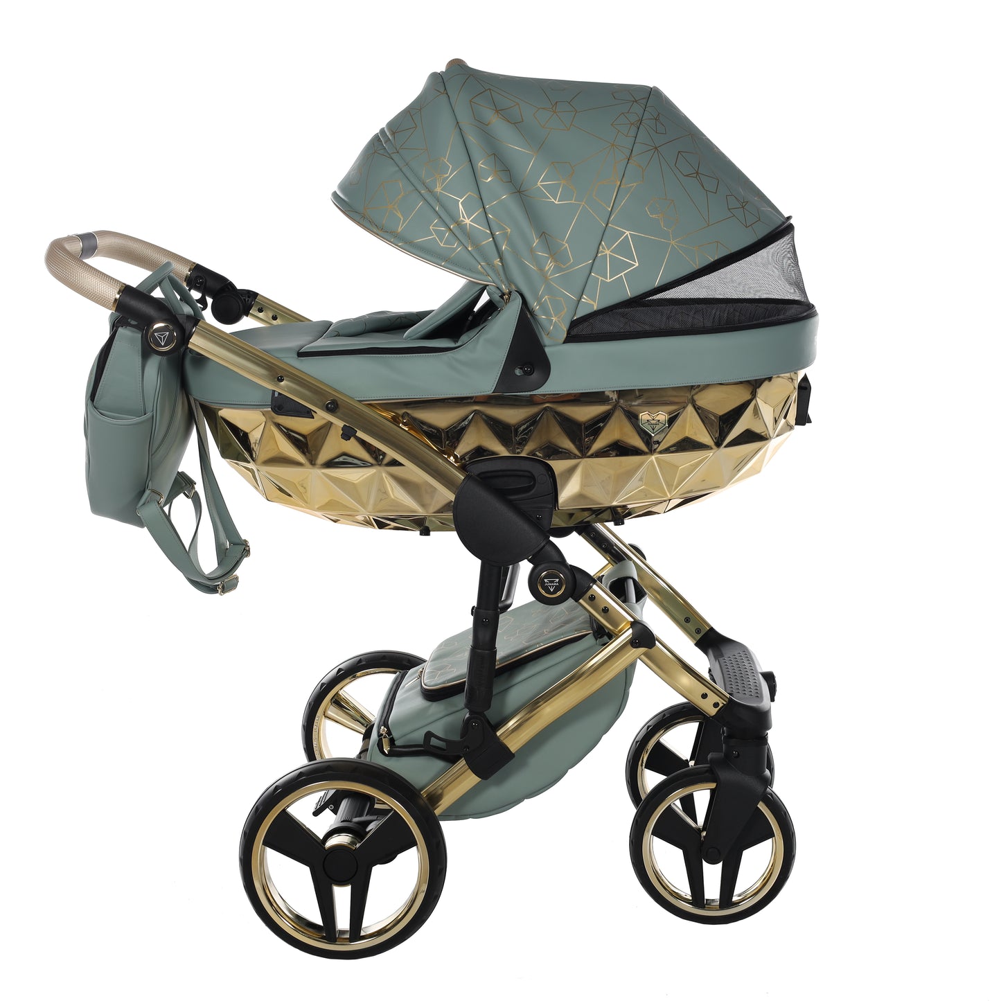 Junama HEART 2 in 1 , prams and stroller, GREEN AND GOLD 03