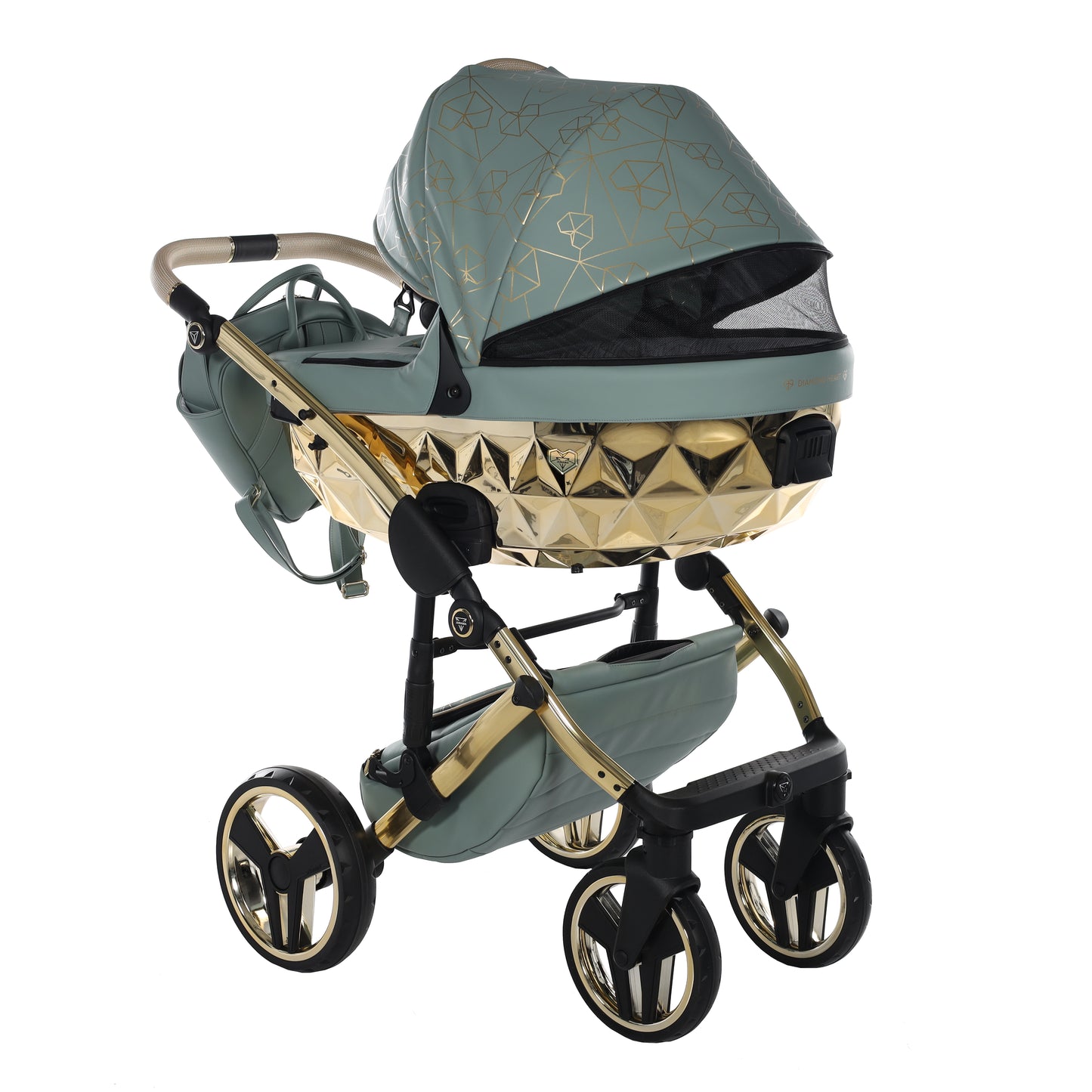 Junama HEART 2 in 1 , prams and stroller, GREEN AND GOLD 03