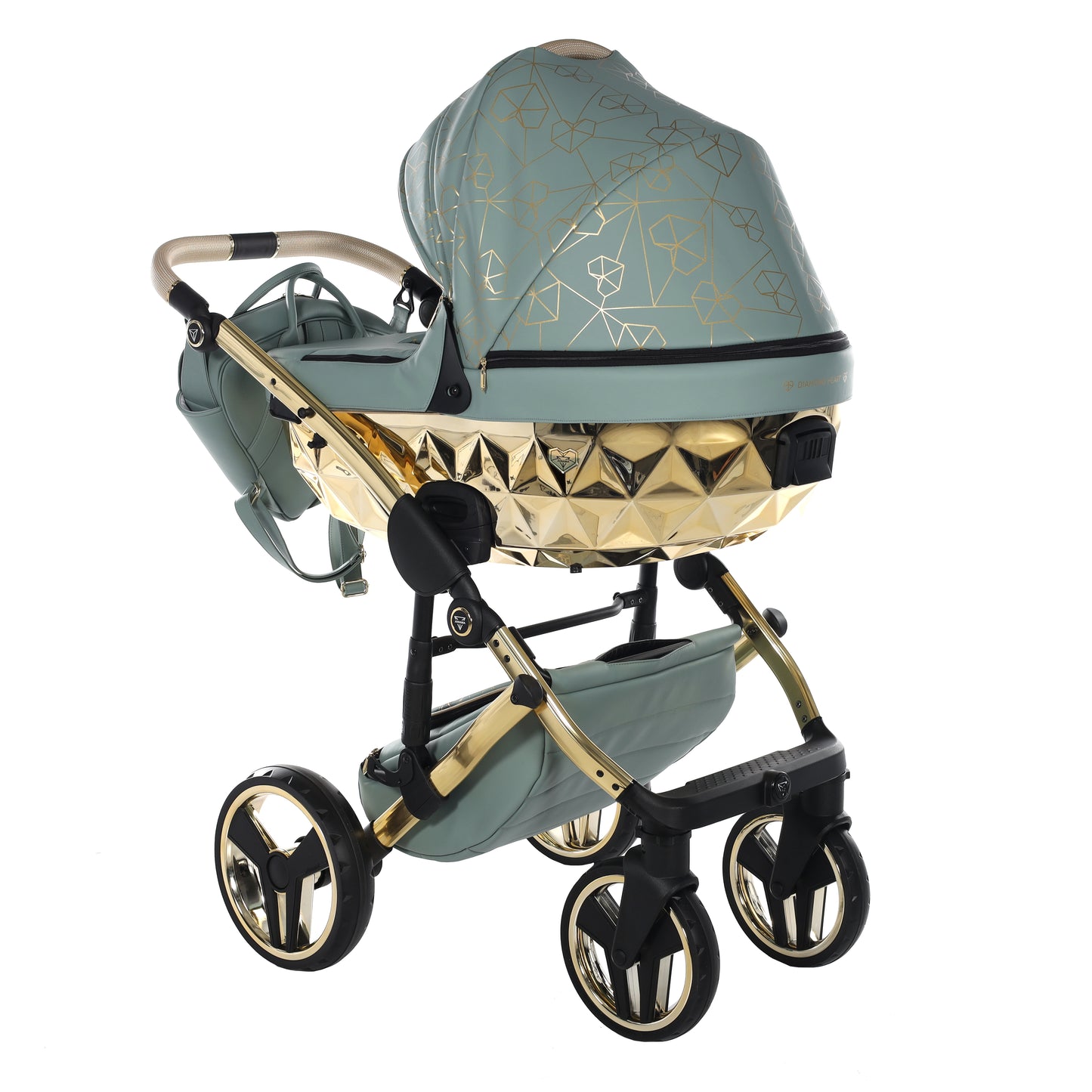 Junama HEART 2 in 1 , prams and stroller, GREEN AND GOLD 03