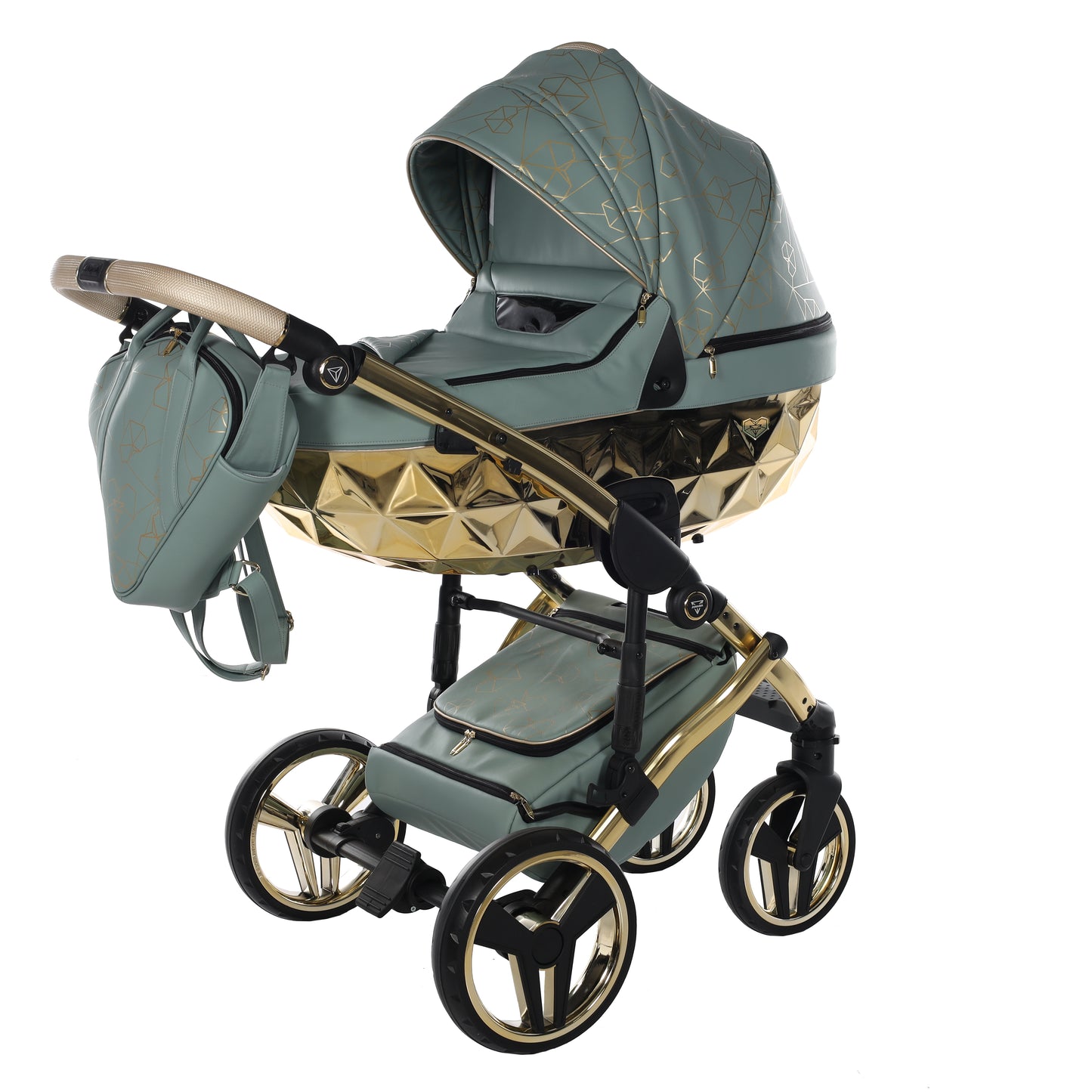 Junama HEART 2 in 1 , prams and stroller, GREEN AND GOLD 03