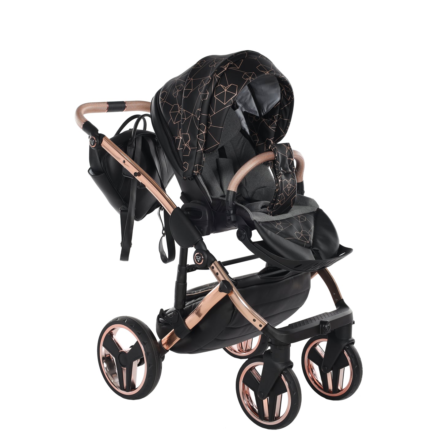 Junama HEART 2 in 1 , prams and stroller, BLACK COPPER 02