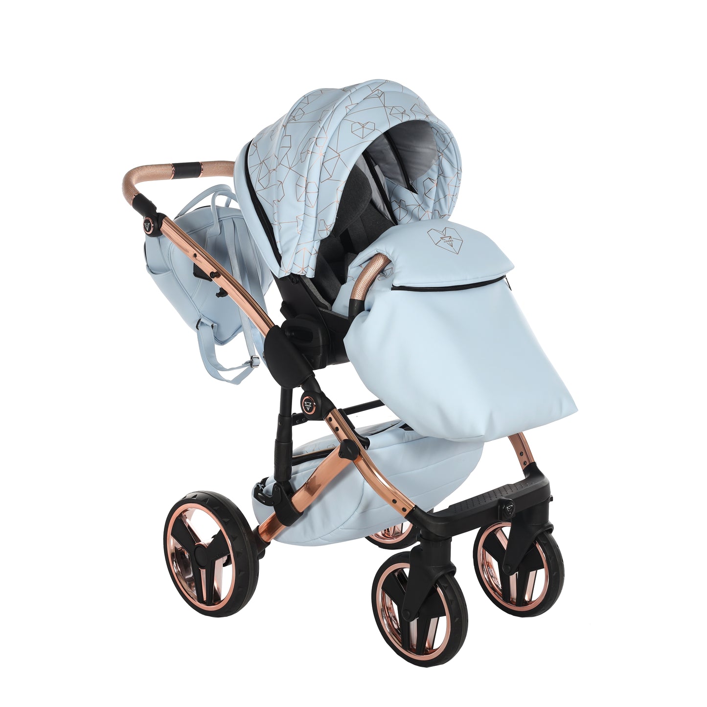 Junama HEART 2 in 1 , prams and stroller, BLUE AND COPPER 05