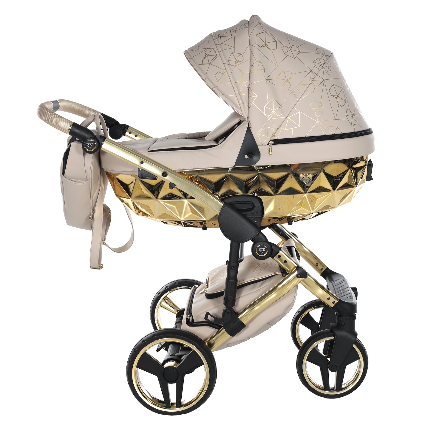 Junama HEART 2 in 1 , prams and stroller, BEIGE AND GOLD 07