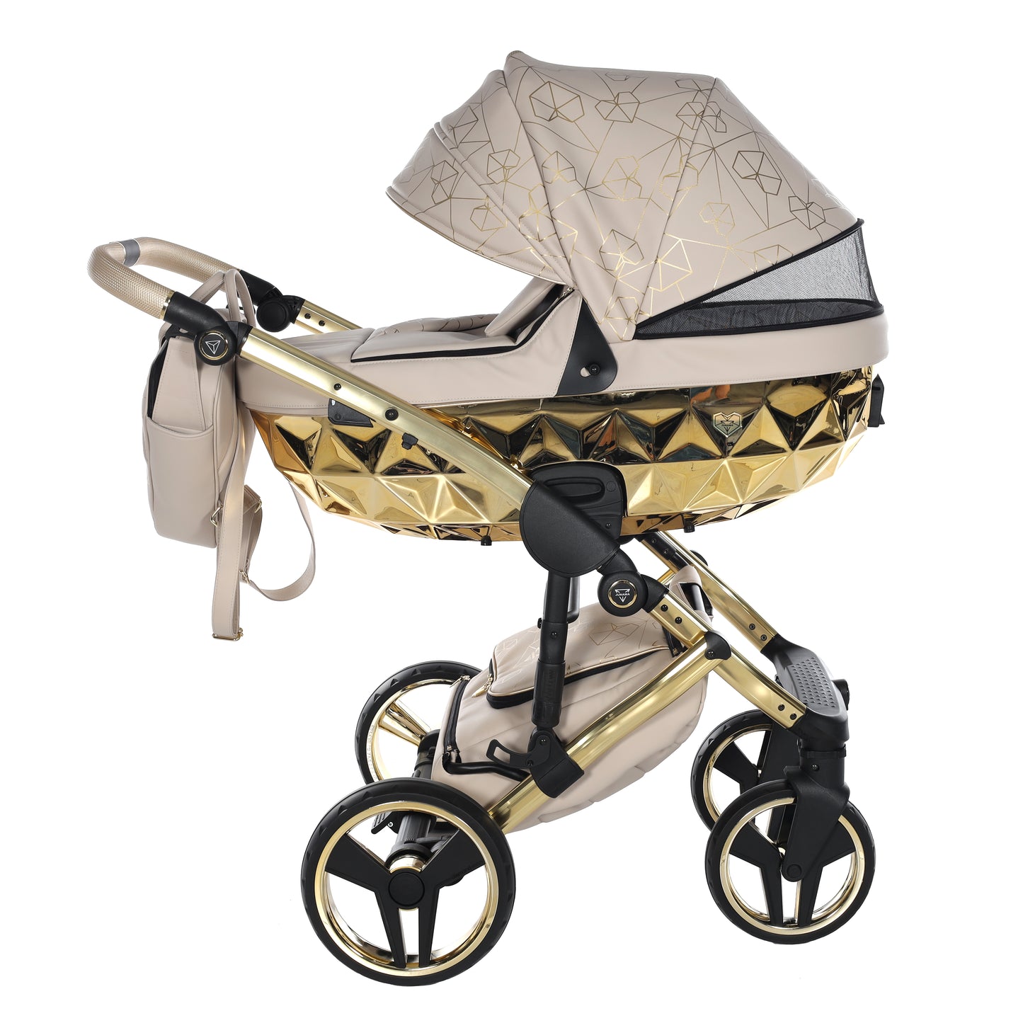 Junama HEART 2 in 1 , prams and stroller, BEIGE AND GOLD 07