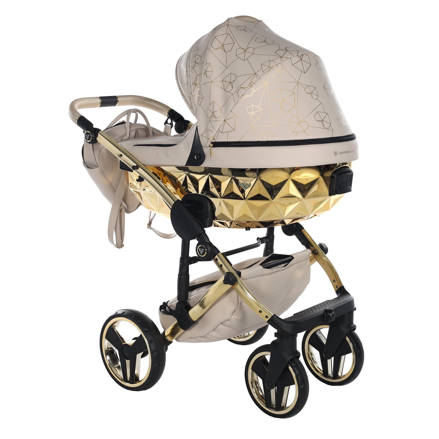Junama HEART 2 in 1 , prams and stroller, BEIGE AND GOLD 07