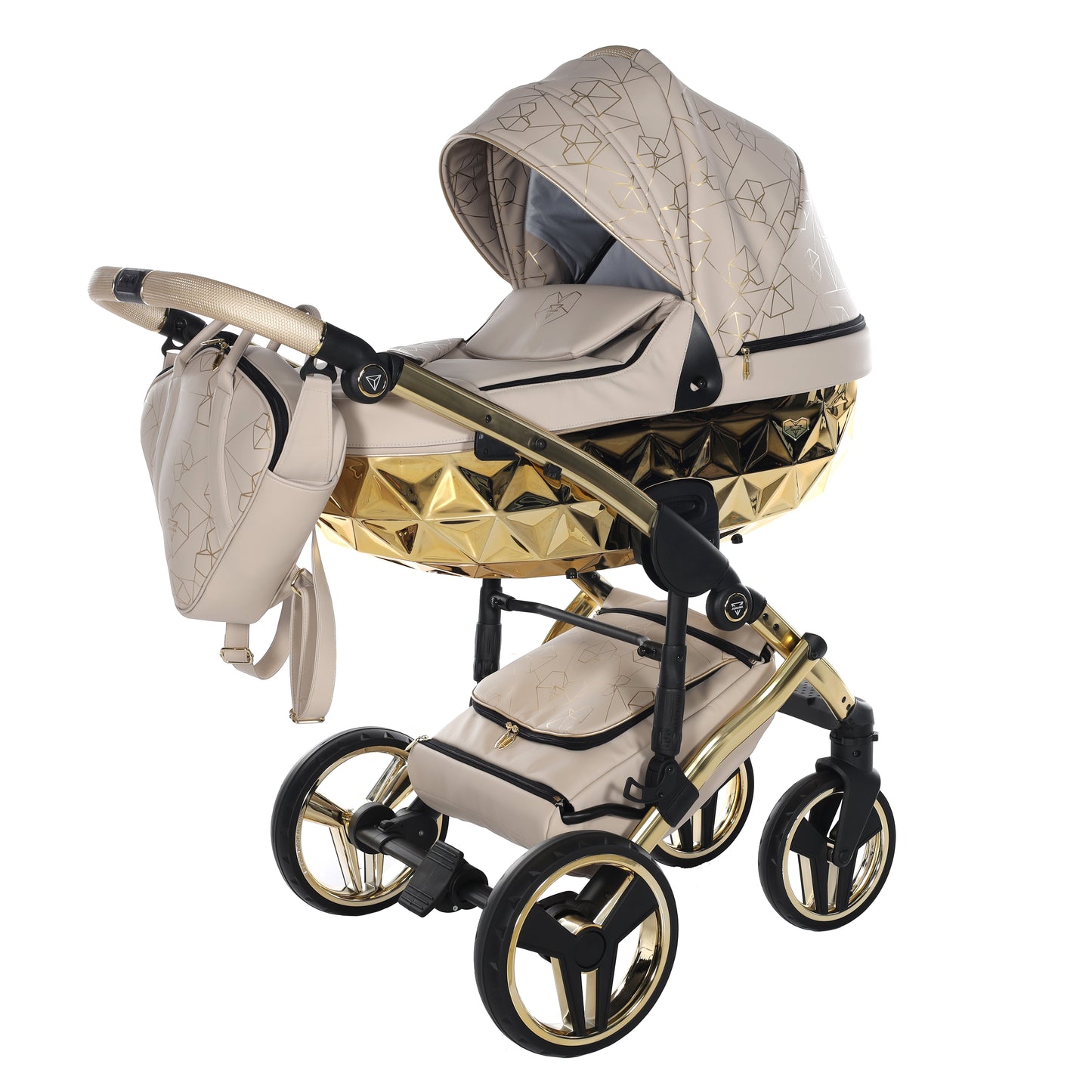 Junama HEART 2 in 1 , prams and stroller, BEIGE AND GOLD 07