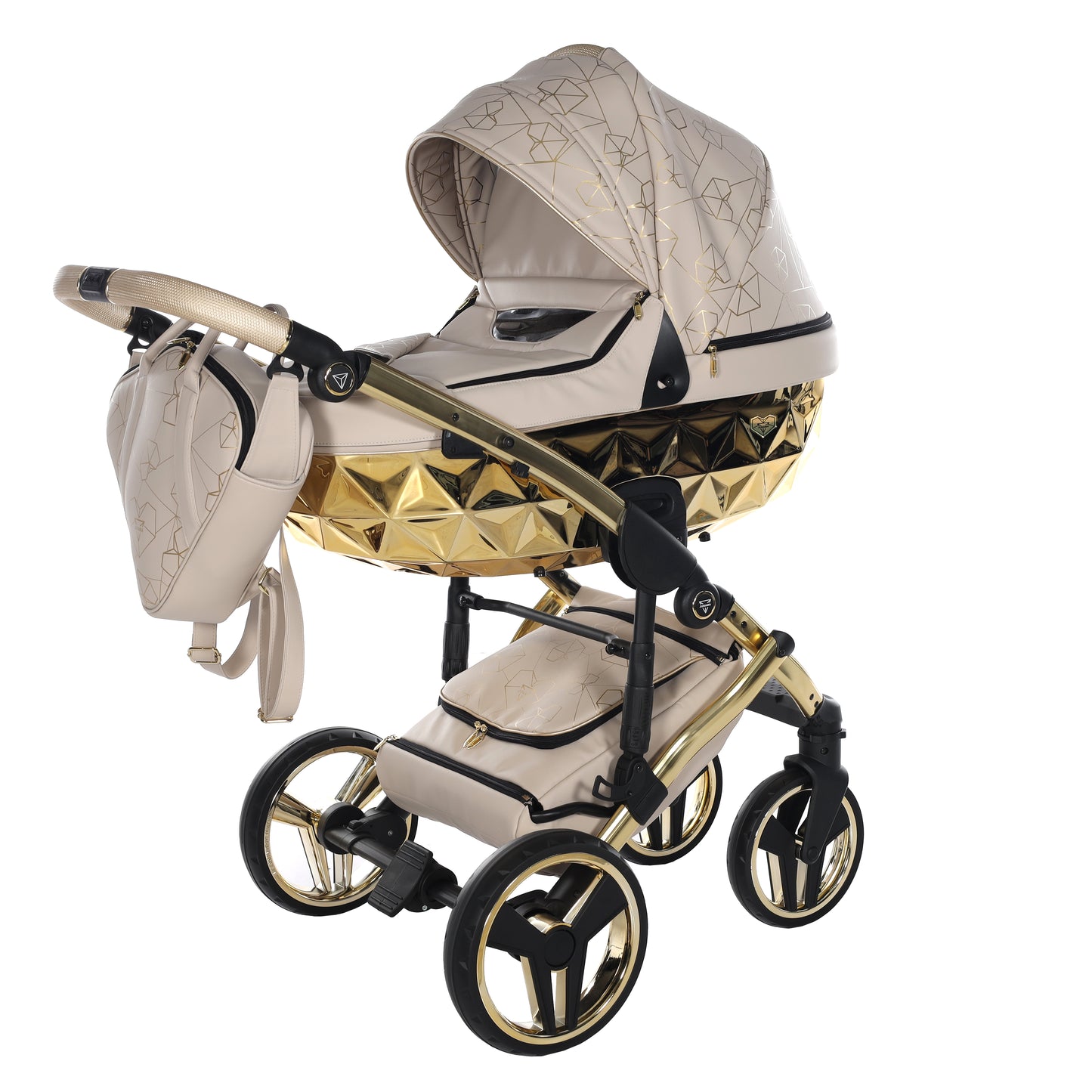 Junama HEART 2 in 1 , prams and stroller, BEIGE AND GOLD 07