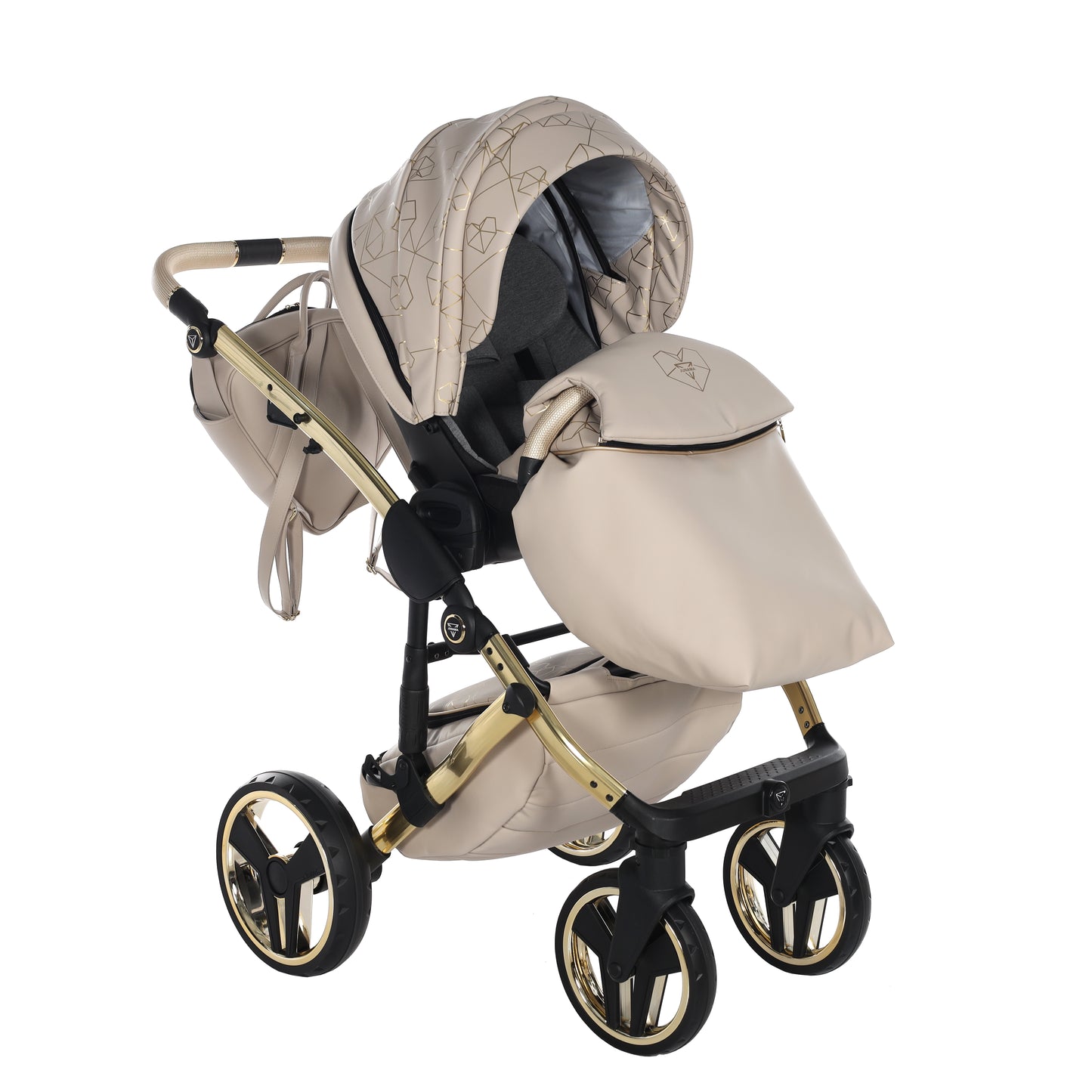 Junama HEART 2 in 1 , prams and stroller, BEIGE AND GOLD 07
