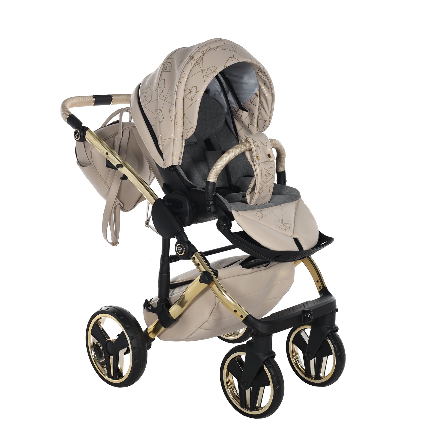 Junama HEART 2 in 1 , prams and stroller, BEIGE AND GOLD 07