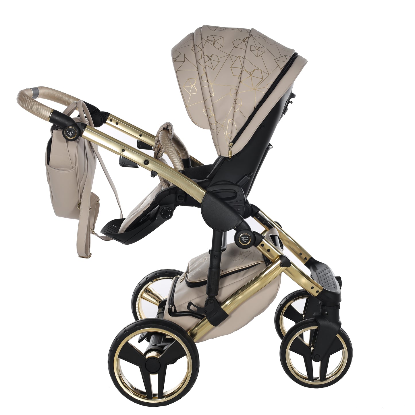 Junama HEART 2 in 1 , prams and stroller, BEIGE AND GOLD 07