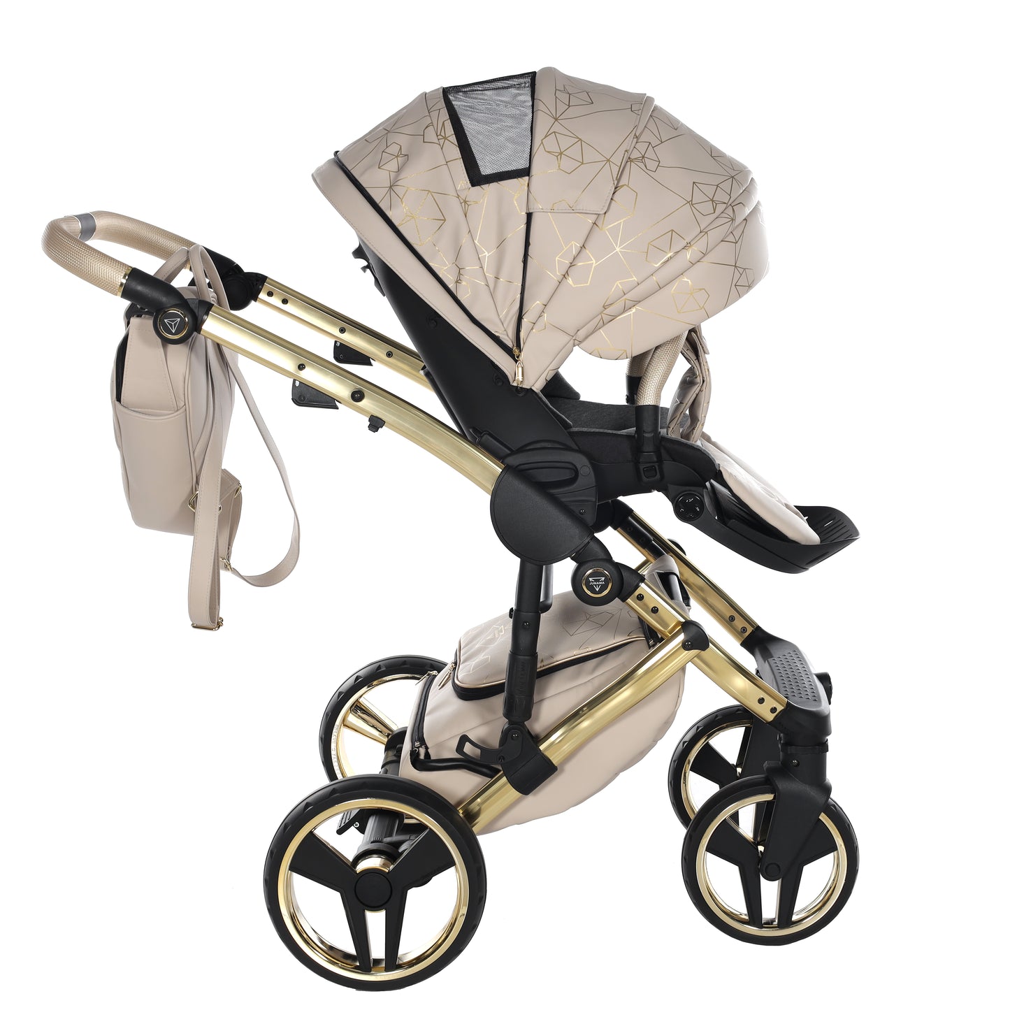 Junama HEART 2 in 1 , prams and stroller, BEIGE AND GOLD 07