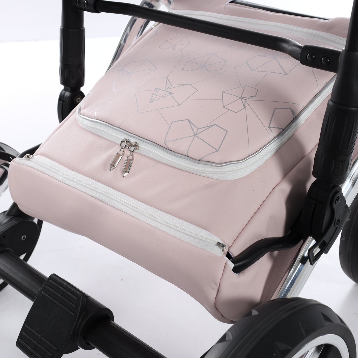 Junama HEART 2 in 1 , prams and stroller, PINK AND SILVER 06