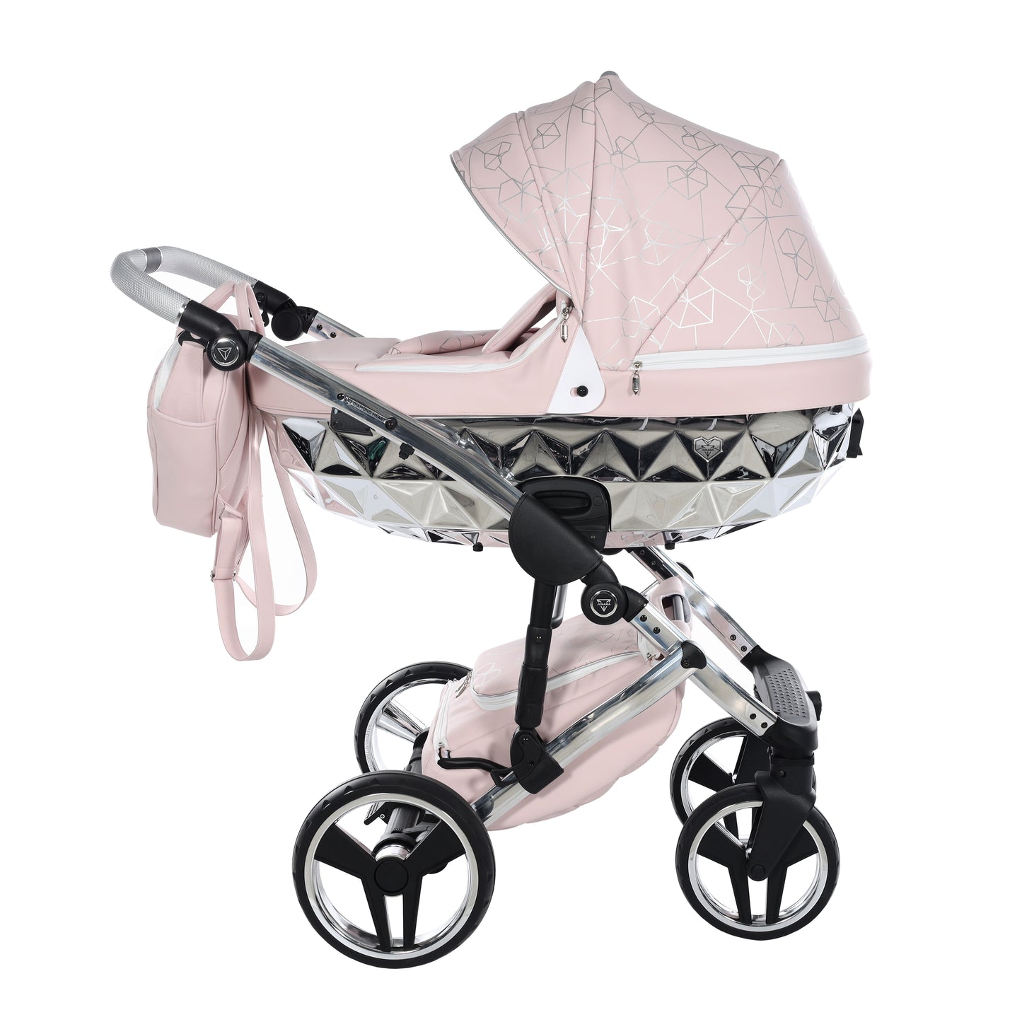 Junama HEART 2 in 1 , prams and stroller, PINK AND SILVER 06