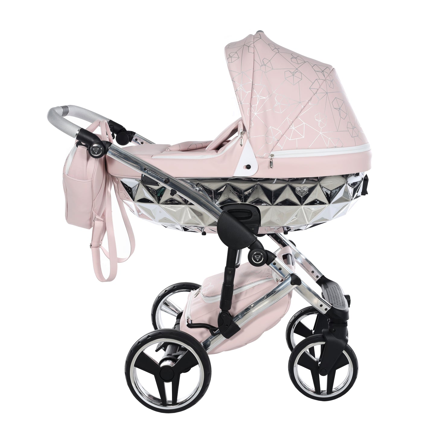 Junama HEART 2 in 1 , prams and stroller, PINK AND SILVER 06