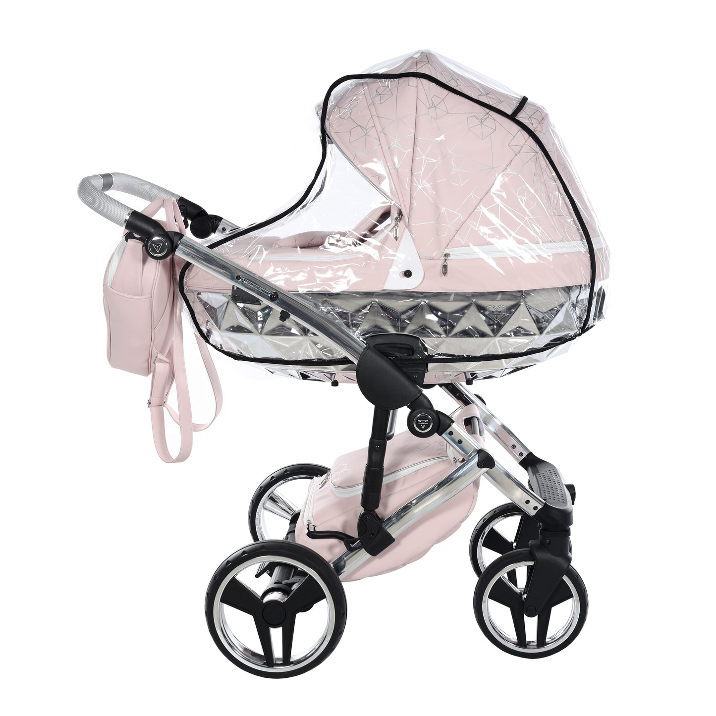 Junama HEART 2 in 1 , prams and stroller, PINK AND SILVER 06