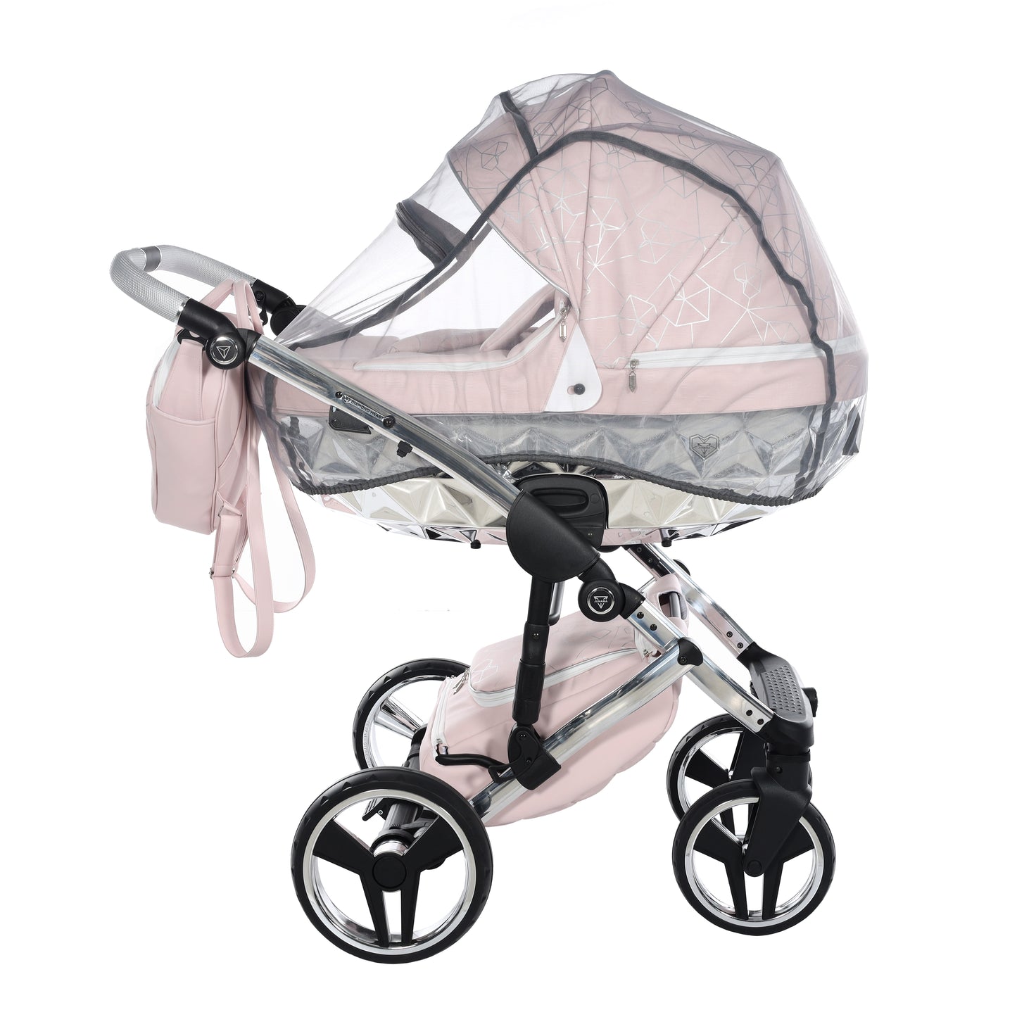 Junama HEART 2 in 1 , prams and stroller, PINK AND SILVER 06
