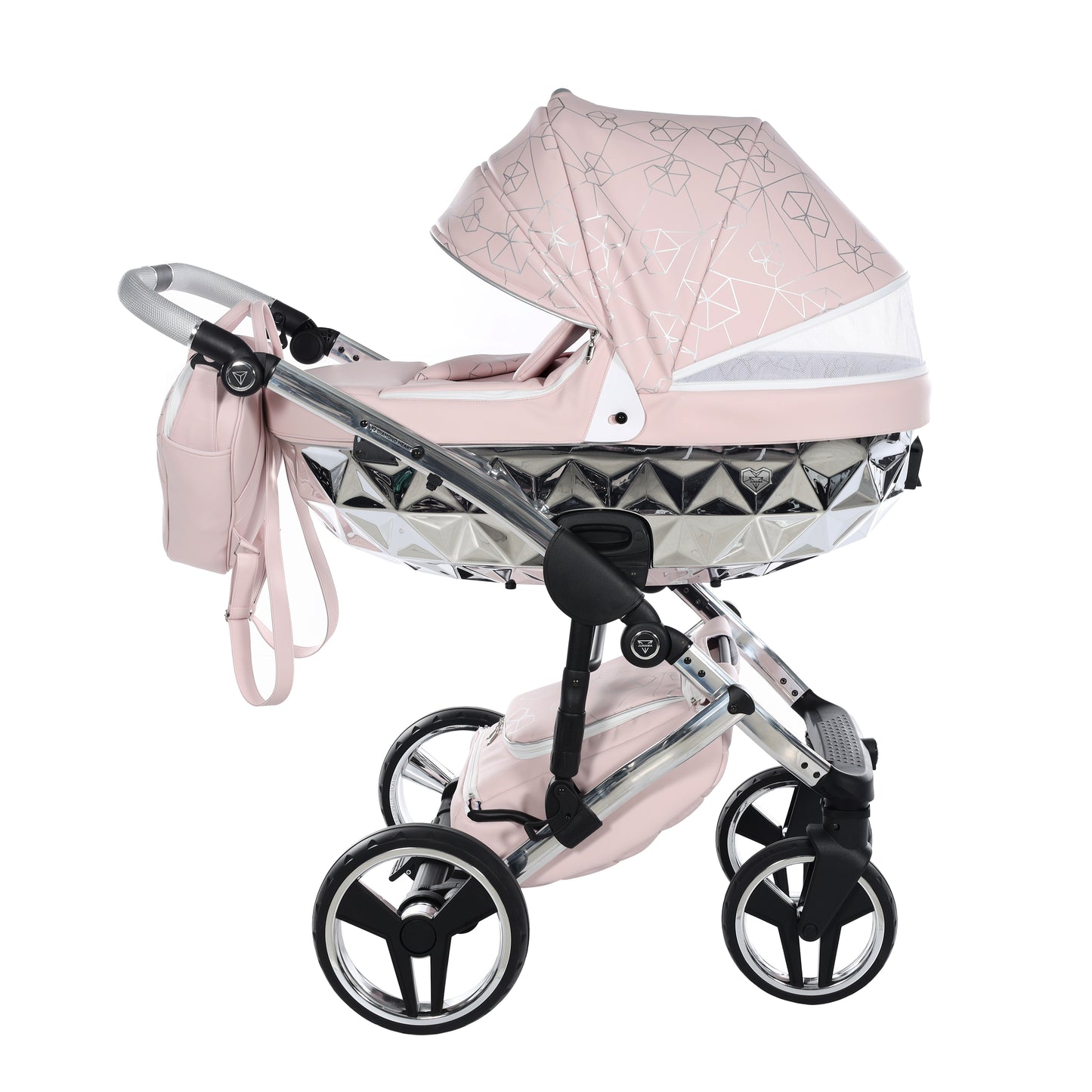 Junama HEART 2 in 1 , prams and stroller, PINK AND SILVER 06