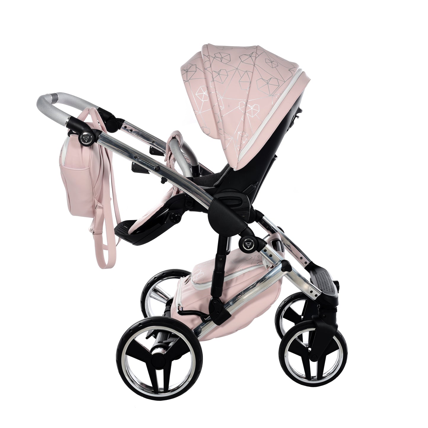 Junama HEART 2 in 1 , prams and stroller, PINK AND SILVER 06