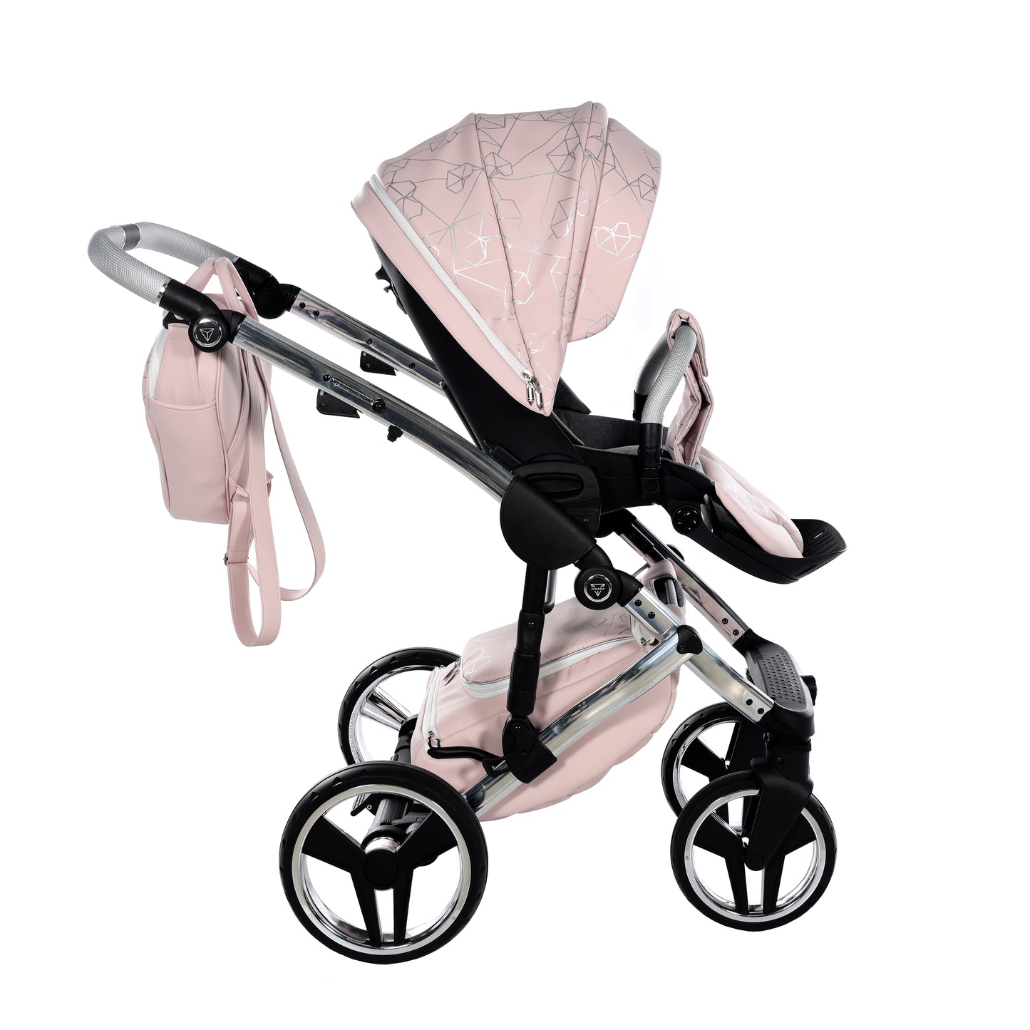 Junama HEART 2 in 1 , prams and stroller, PINK AND SILVER 06