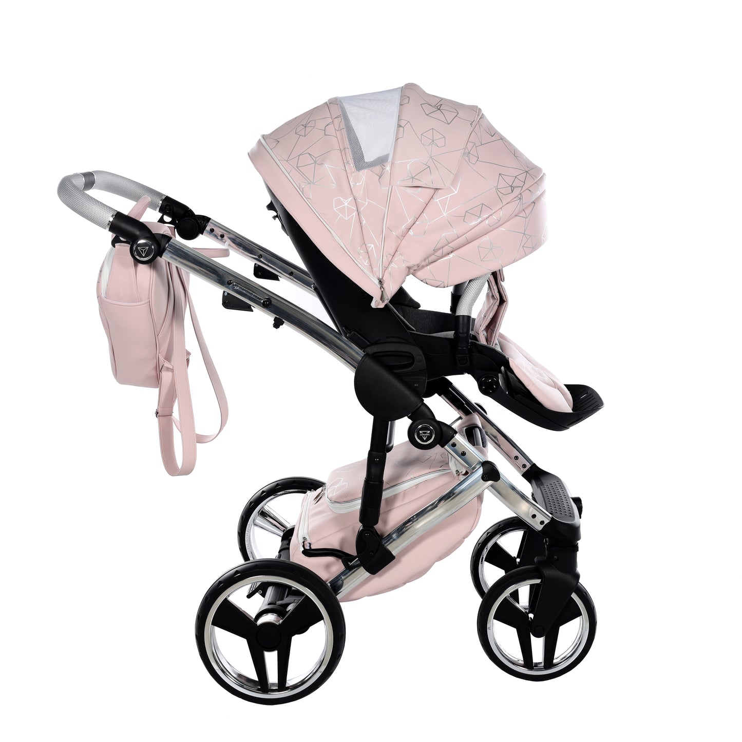 Junama HEART 2 in 1 , prams and stroller, PINK AND SILVER 06