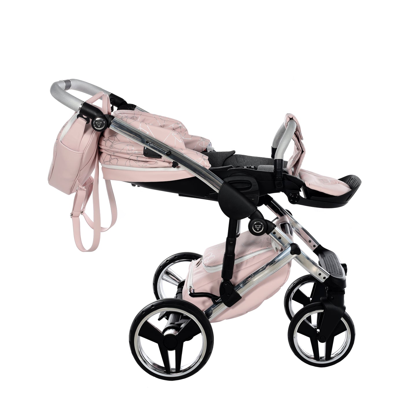 Junama HEART 2 in 1 , prams and stroller, PINK AND SILVER 06
