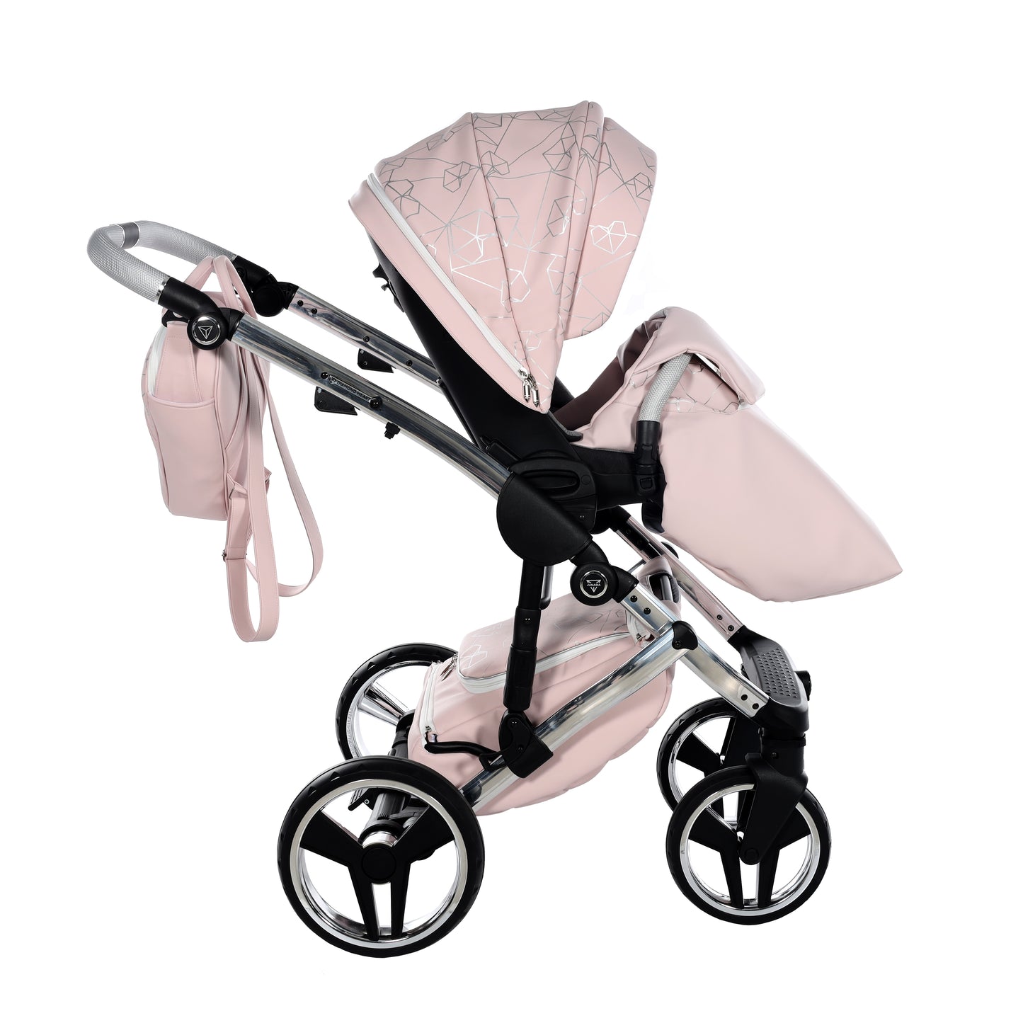 Junama HEART 2 in 1 , prams and stroller, PINK AND SILVER 06
