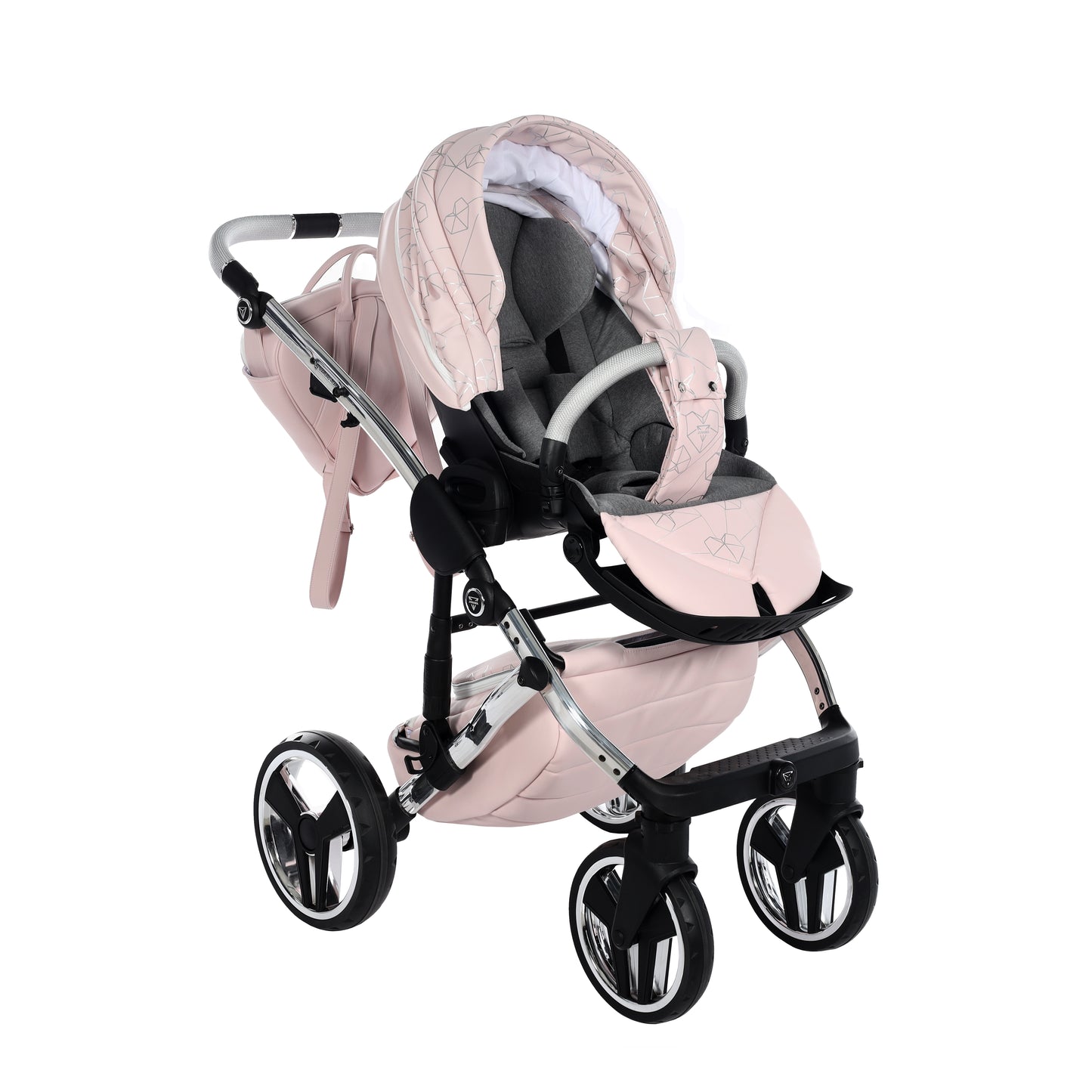 Junama HEART 2 in 1 , prams and stroller, PINK AND SILVER 06