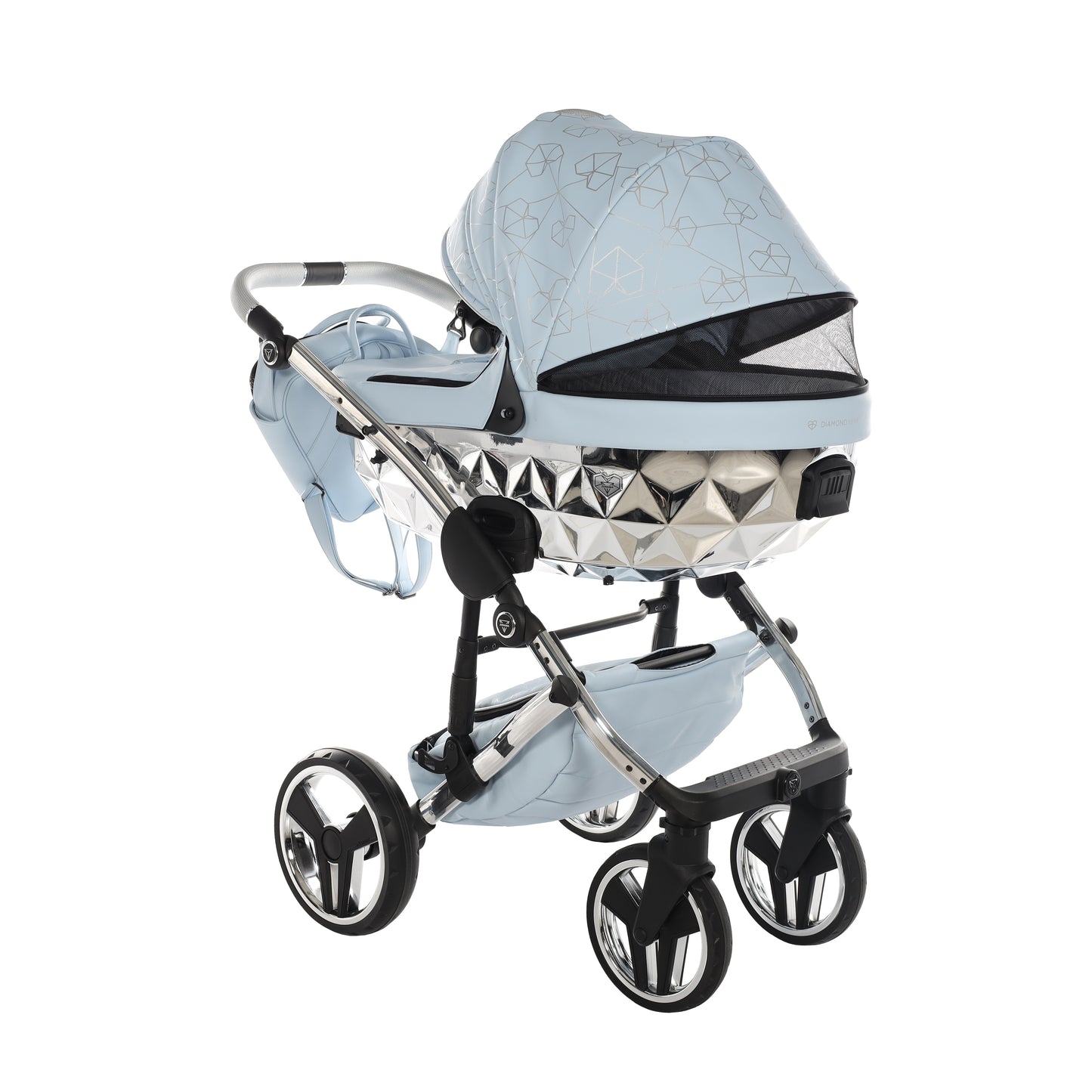 Junama HEART 2 in 1 , prams and stroller, BLUE AND SILVER 08