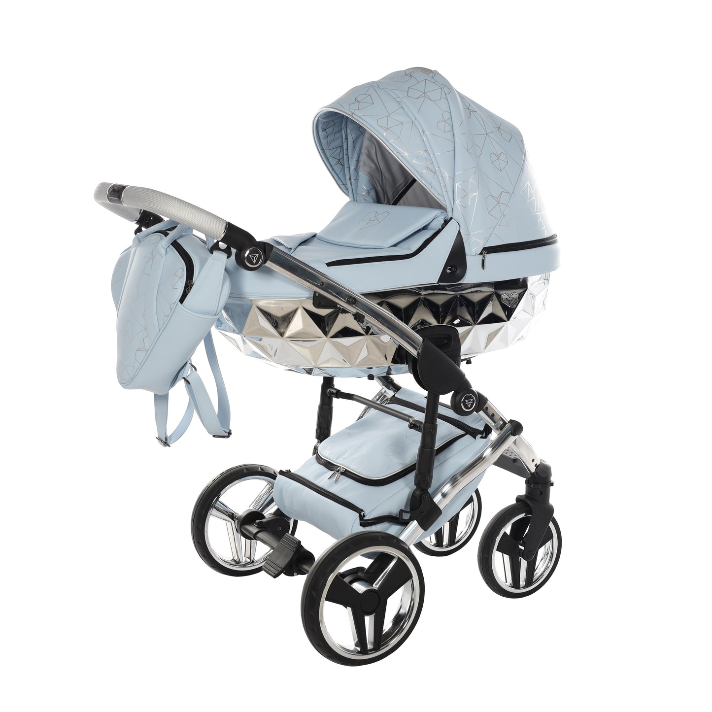 Junama HEART 2 in 1 , prams and stroller, BLUE AND SILVER 08
