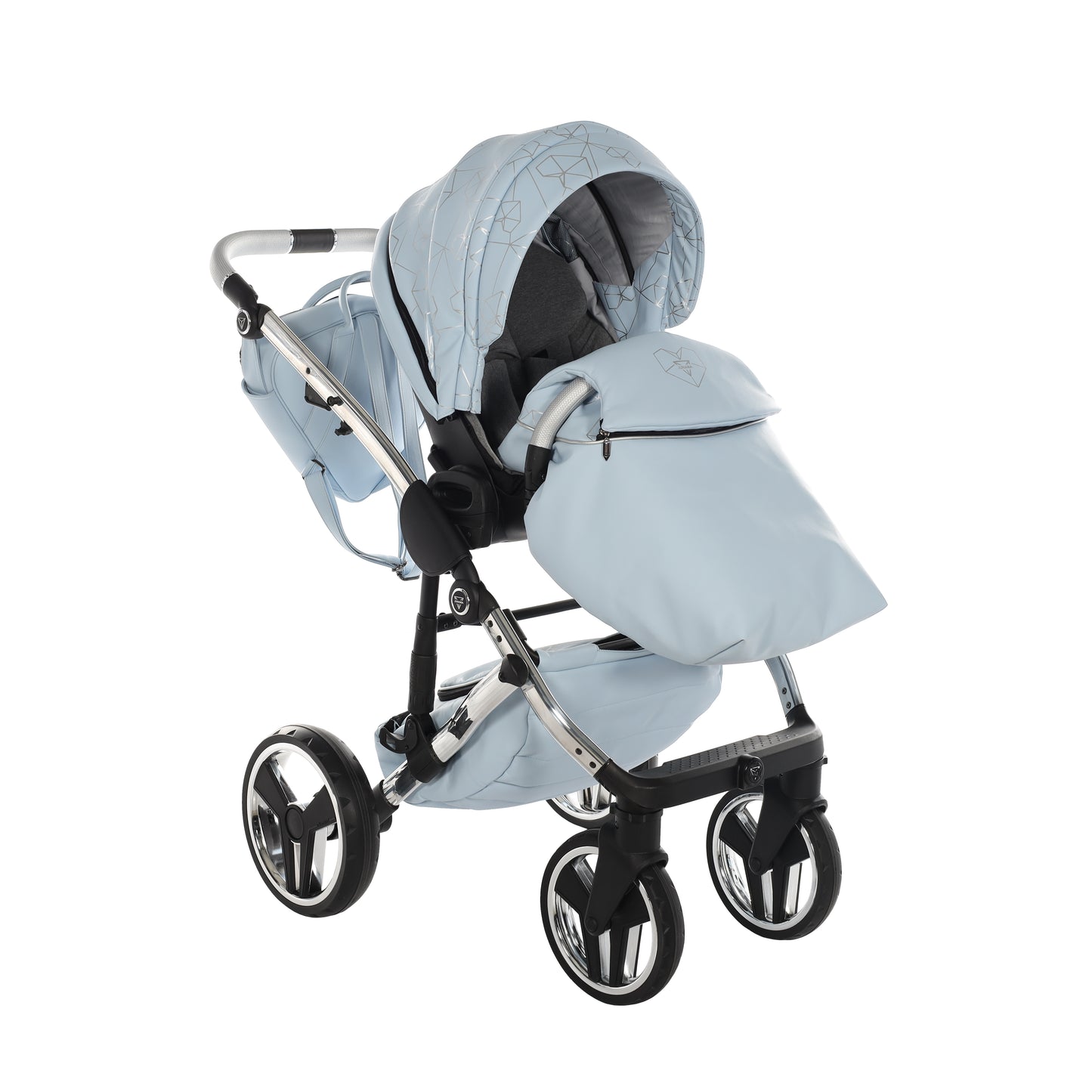 Junama HEART 2 in 1 , prams and stroller, BLUE AND SILVER 08