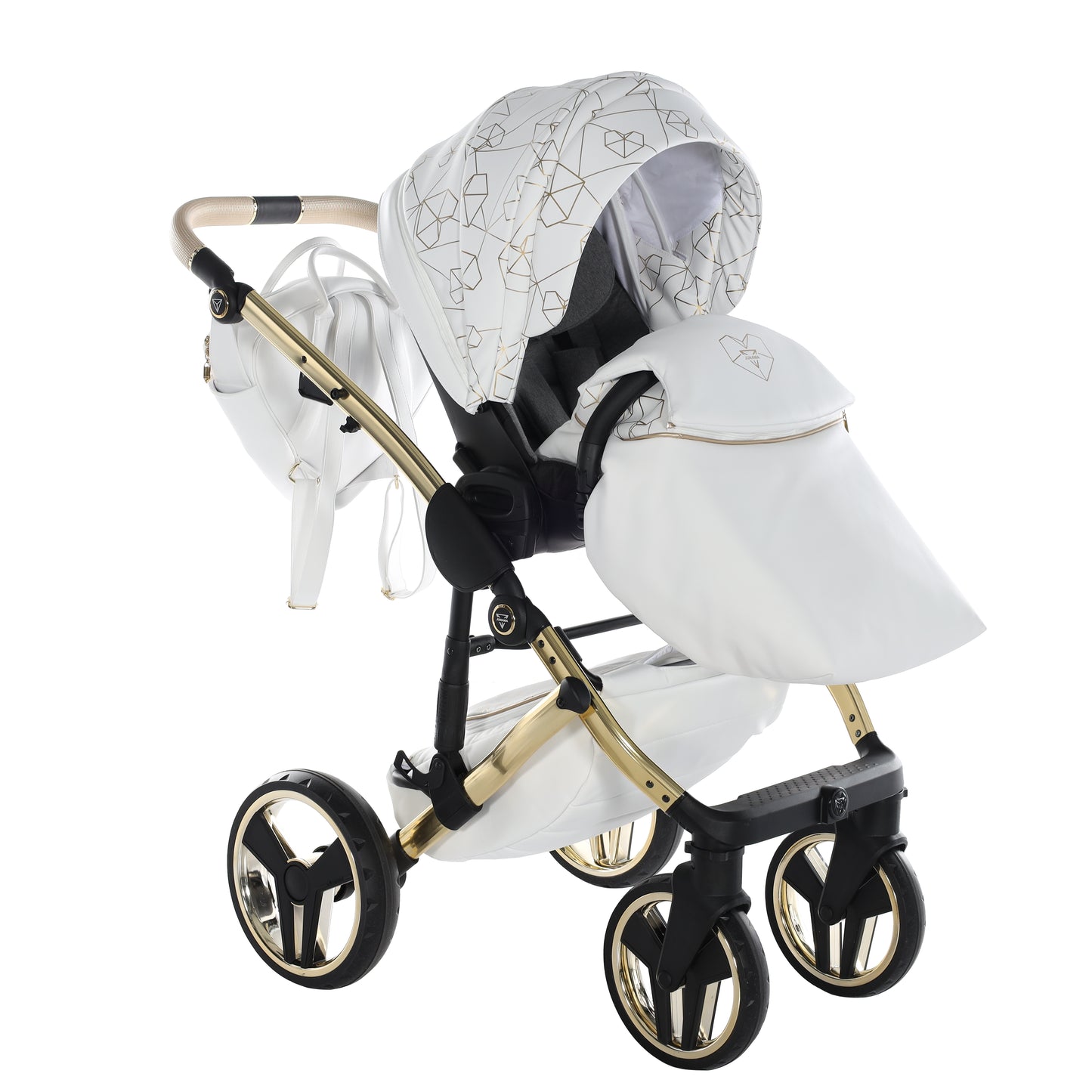 Junama HEART 2 in 1 , prams and stroller, WHITE GOLD 01