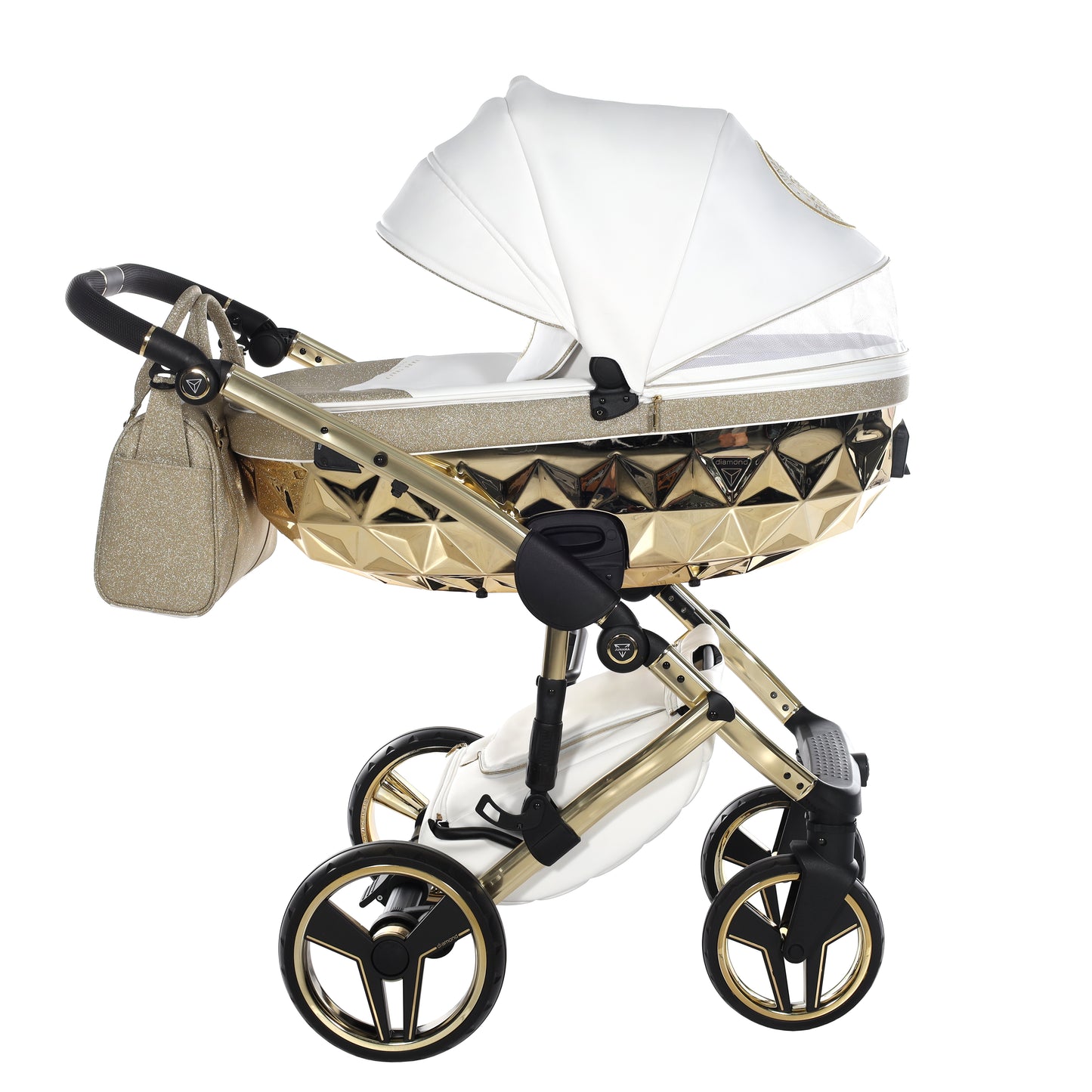 Junama HANDCRAFT GLITTER V3 2 in 1 , prams and stroller, GOLD
