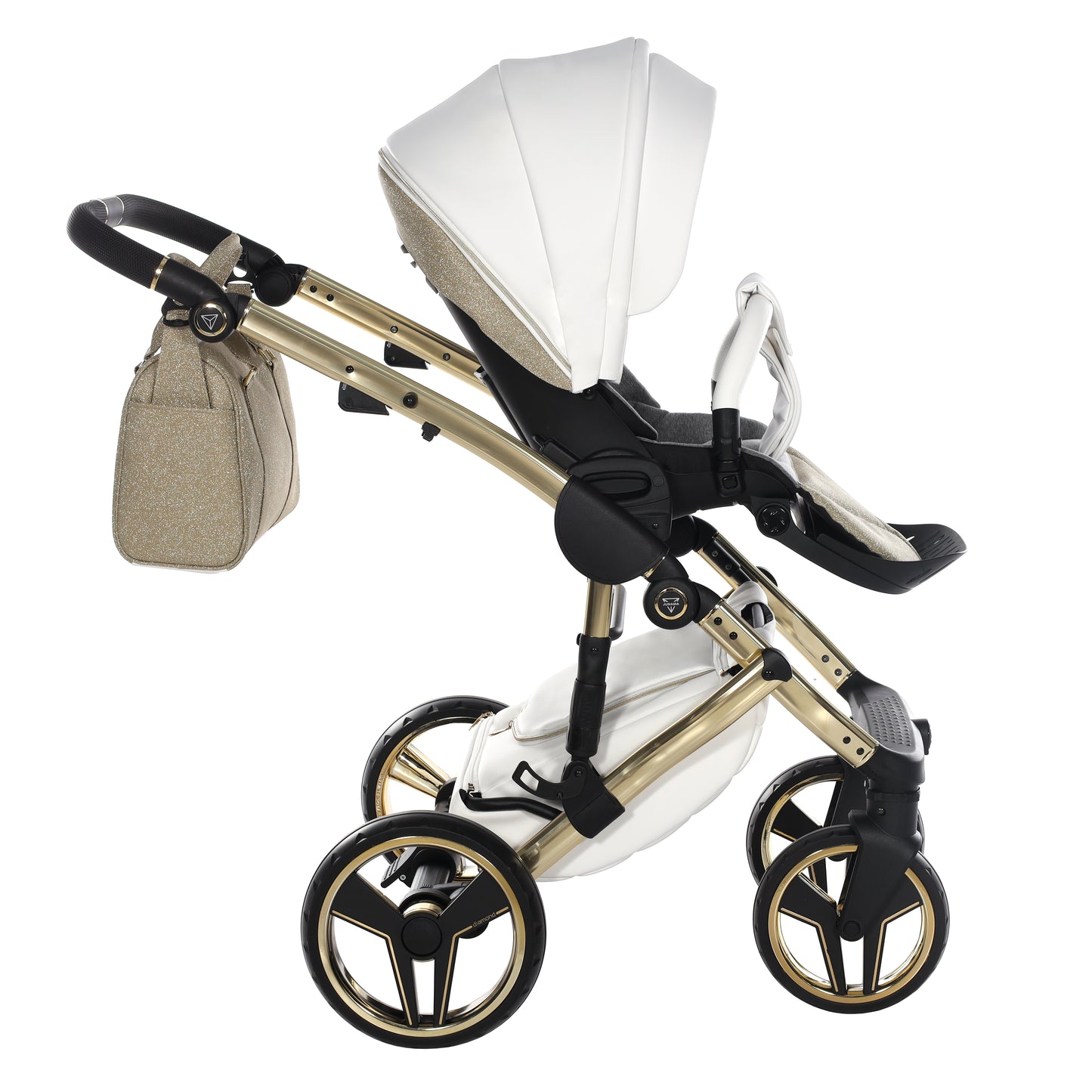 Junama HANDCRAFT GLITTER V3 2 in 1 , prams and stroller, GOLD