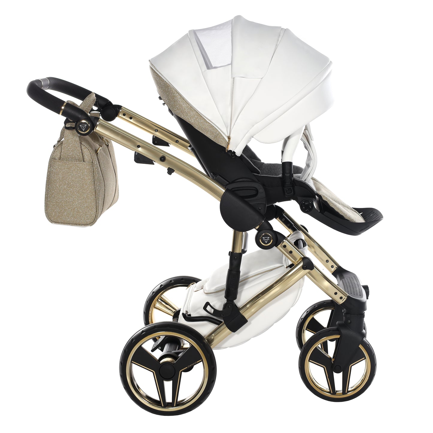 Junama HANDCRAFT GLITTER V3 2 in 1 , prams and stroller, GOLD