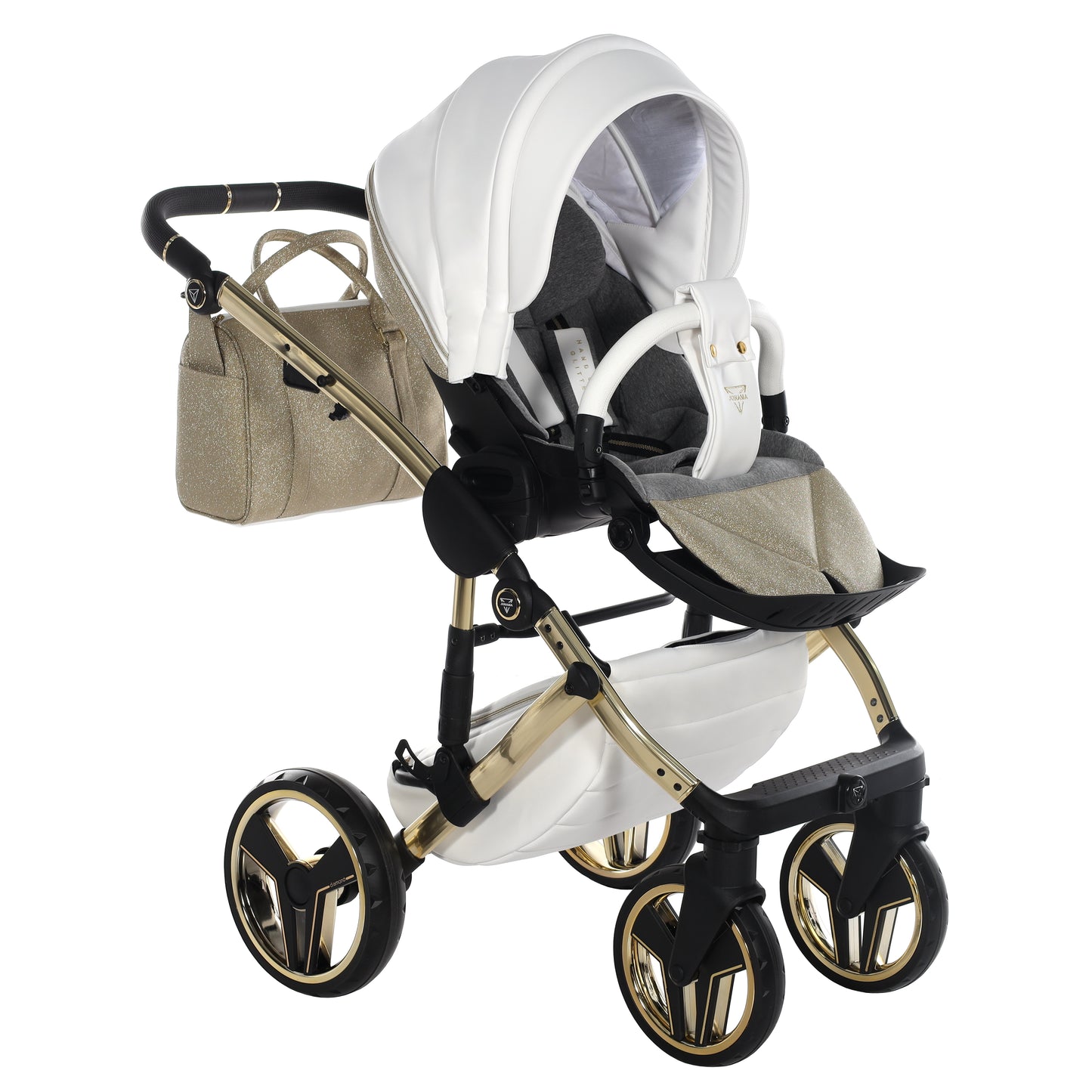 Junama HANDCRAFT GLITTER V3 2 in 1 , prams and stroller, GOLD