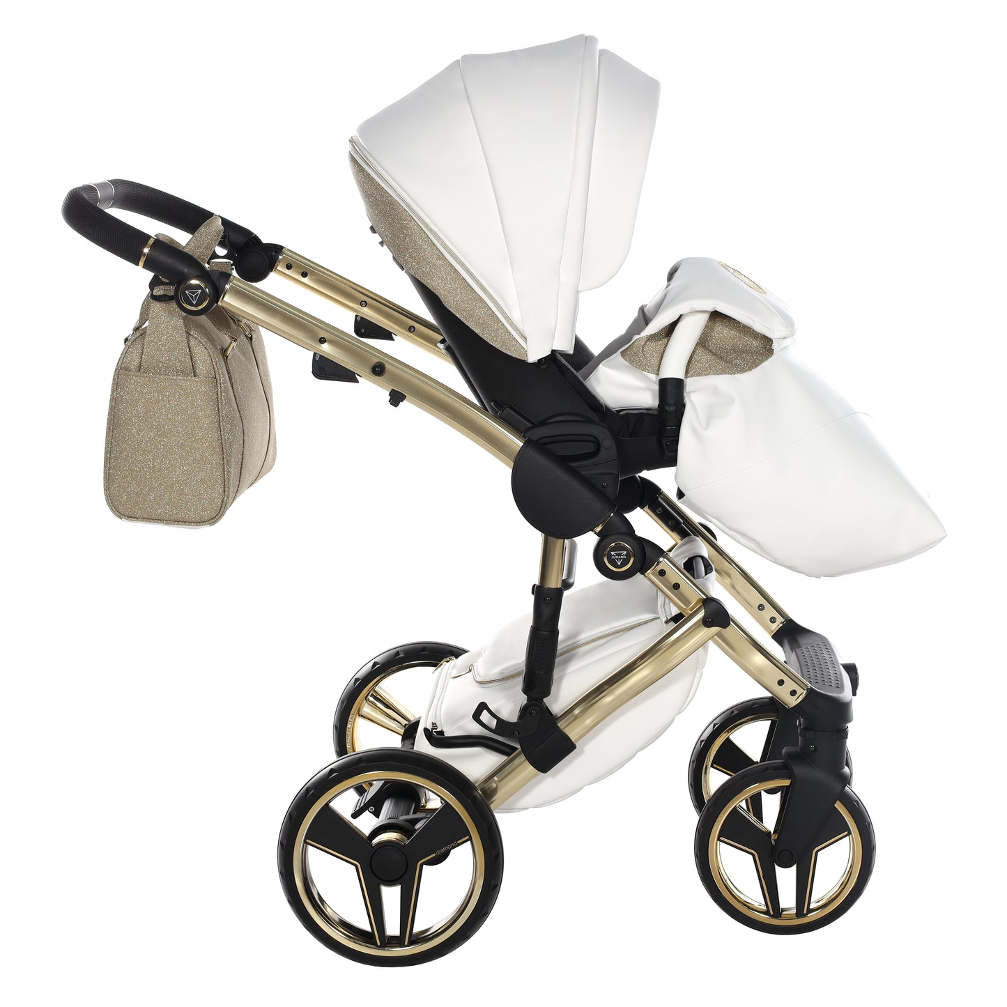 Junama HANDCRAFT GLITTER V3 2 in 1 , prams and stroller, GOLD