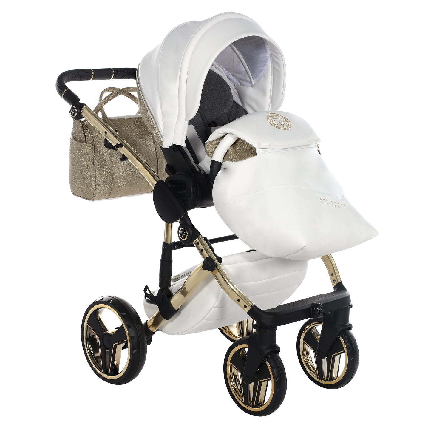 Junama HANDCRAFT GLITTER V3 2 in 1 , prams and stroller, GOLD