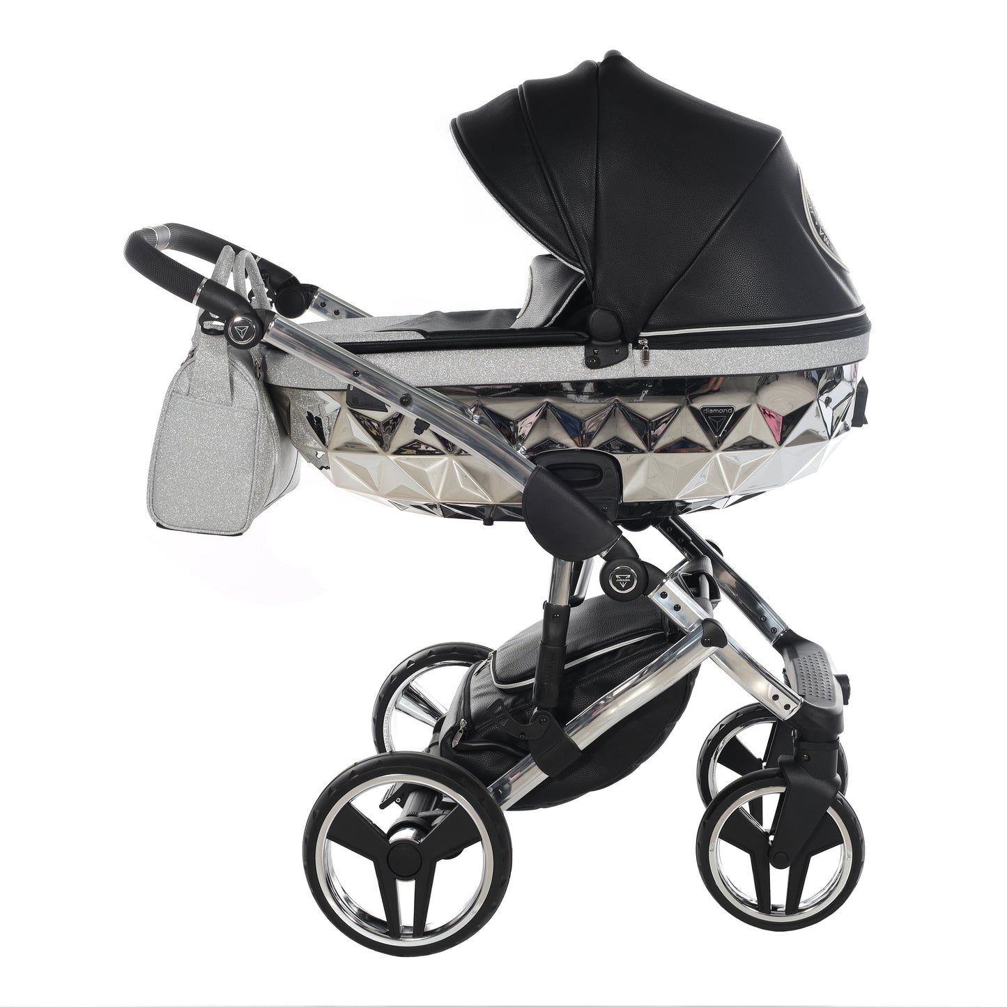 Junama HANDCRAFT GLITTER V3 2 in 1 , prams and stroller, BLACK