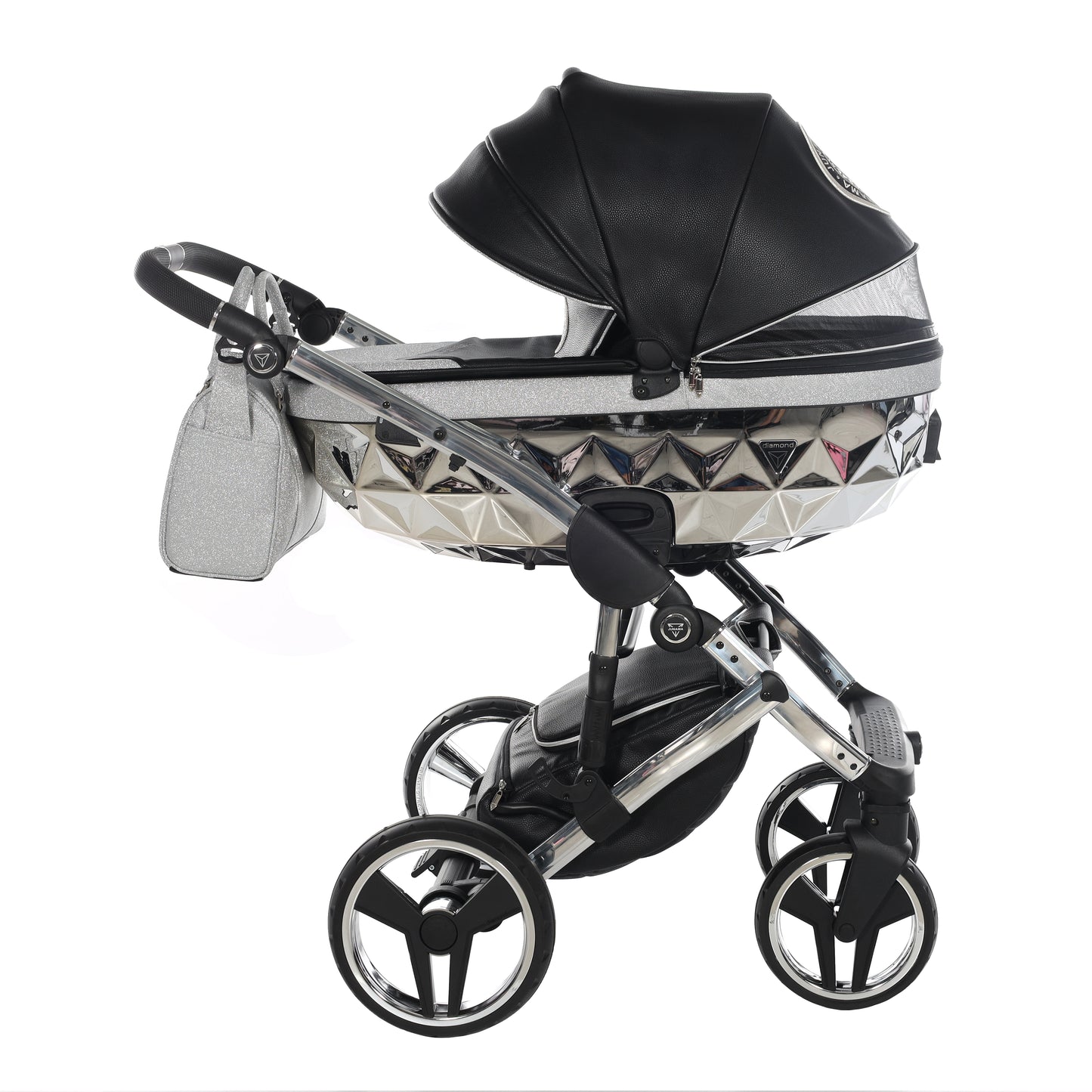 Junama HANDCRAFT GLITTER V3 2 in 1 , prams and stroller, BLACK