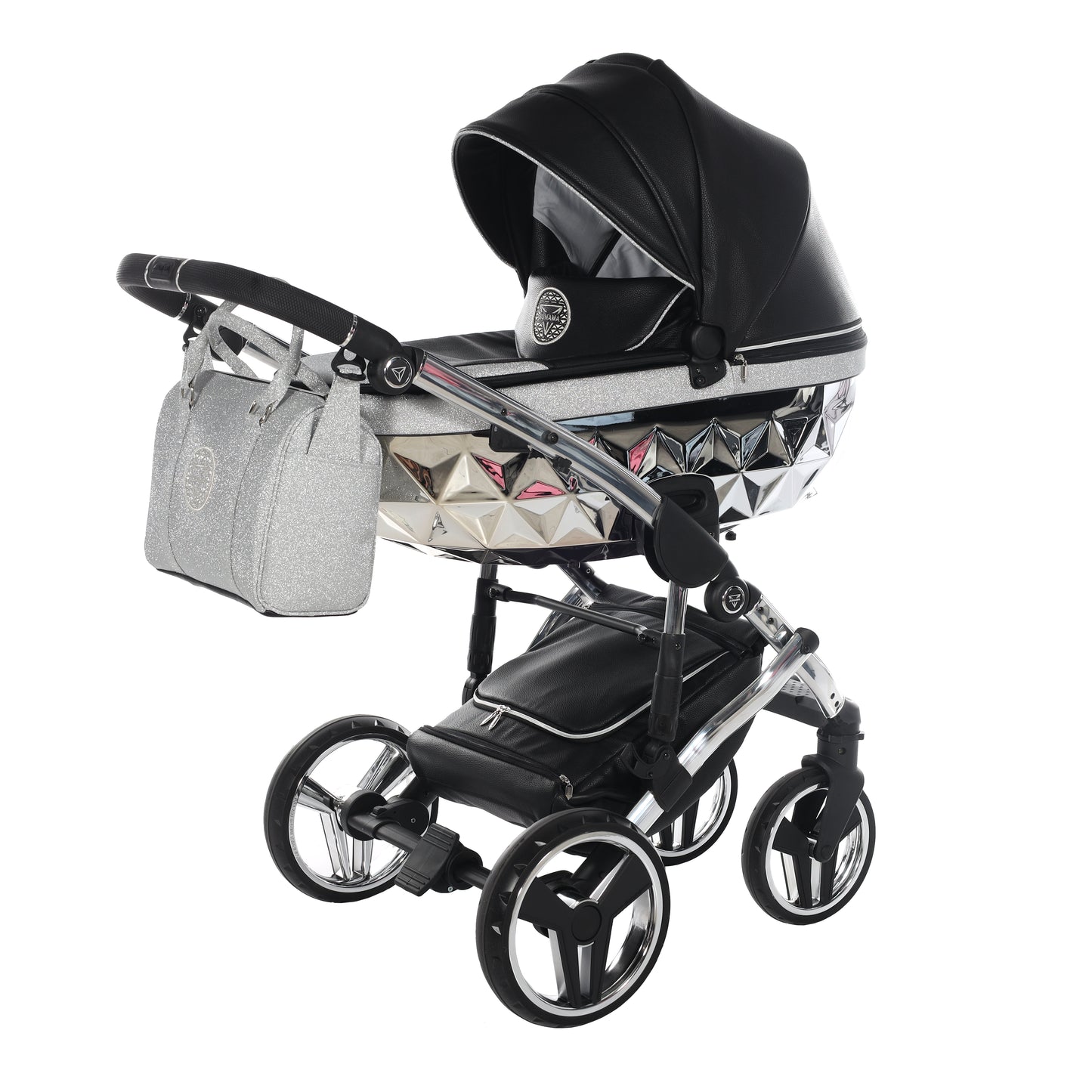 Junama HANDCRAFT GLITTER V3 2 in 1 , prams and stroller, BLACK