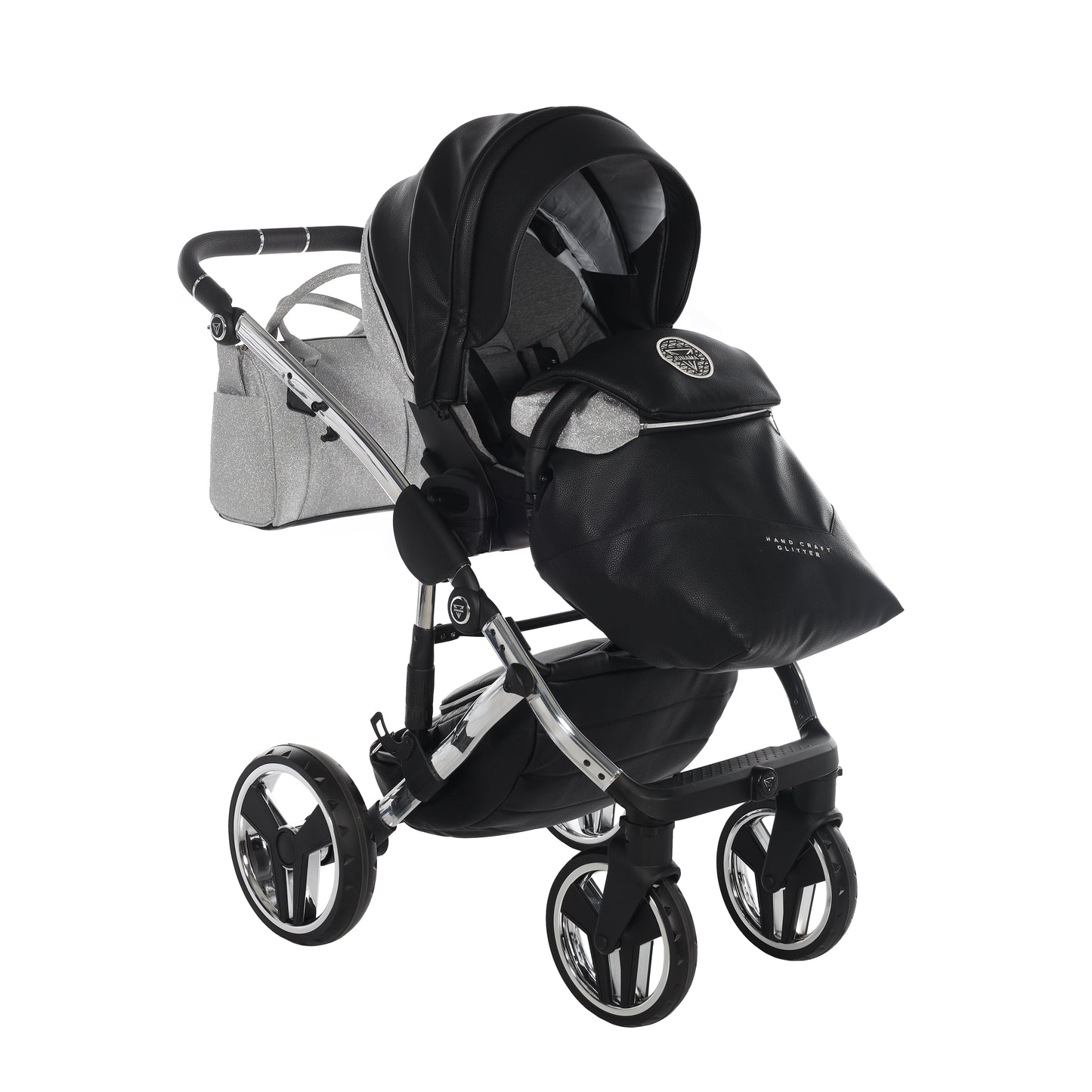 Junama HANDCRAFT GLITTER V3 2 in 1 , prams and stroller, BLACK