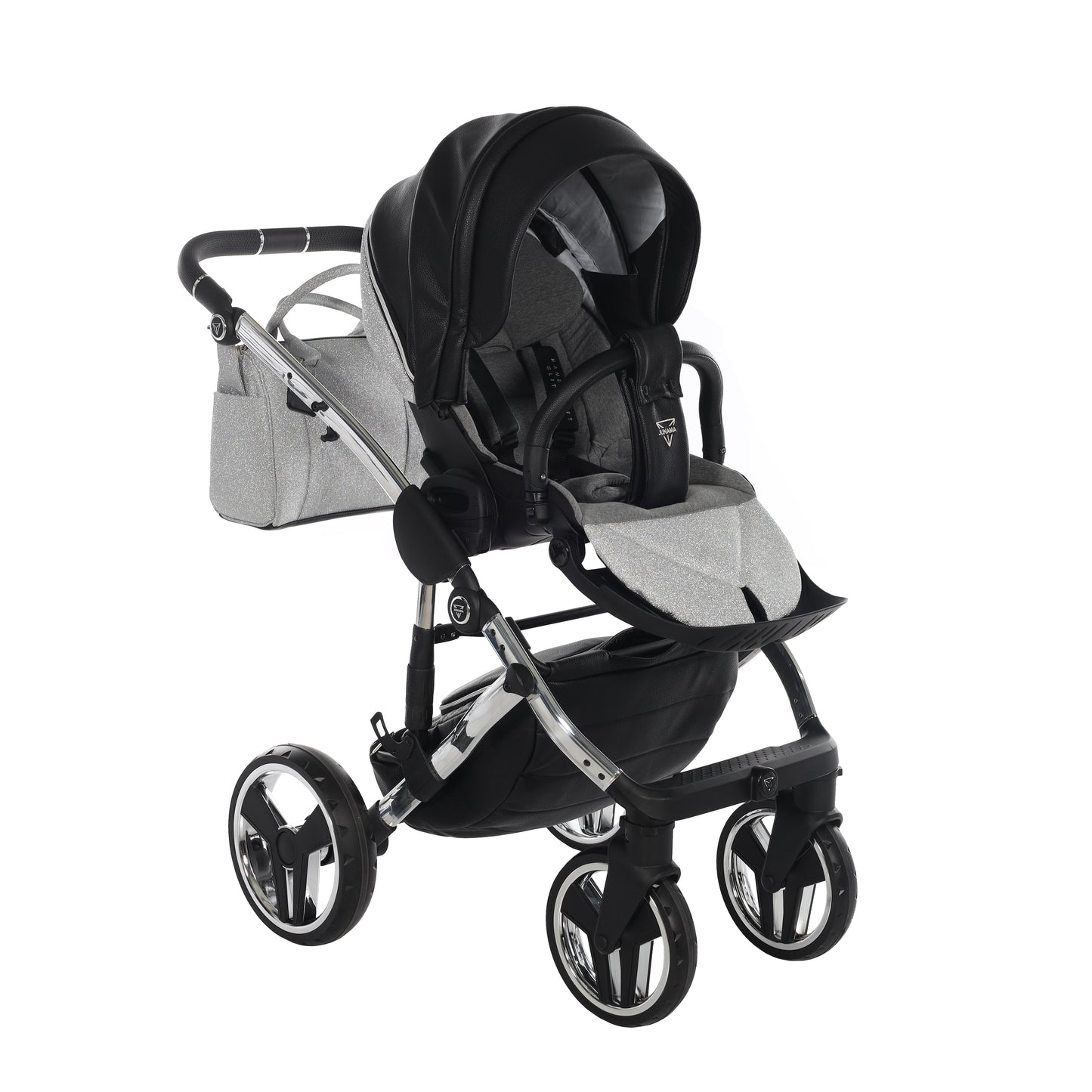 Junama HANDCRAFT GLITTER V3 2 in 1 , prams and stroller, BLACK