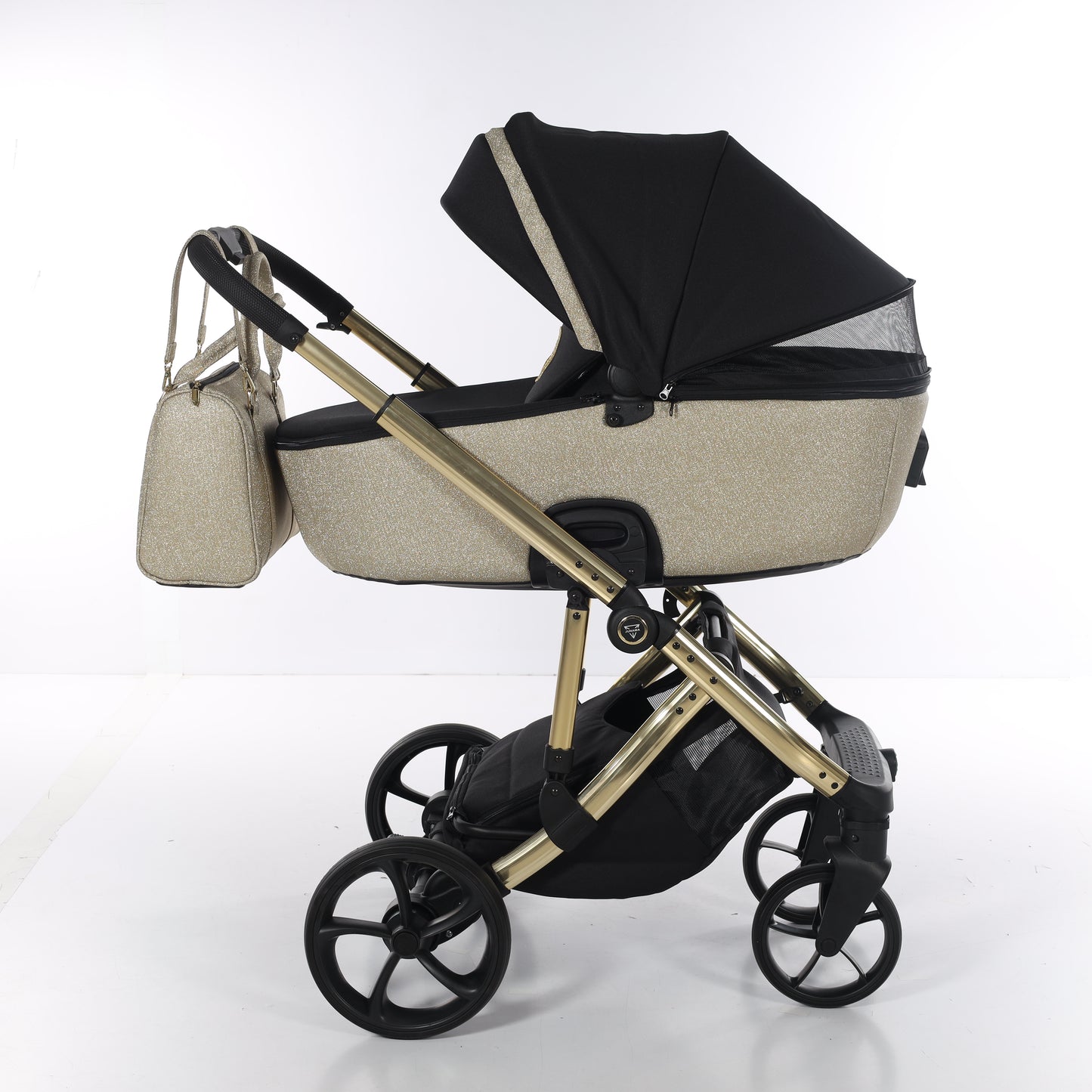 Junama TERMO GLITTER 2 in 1 , prams and stroller, V3 BLACK GOLD