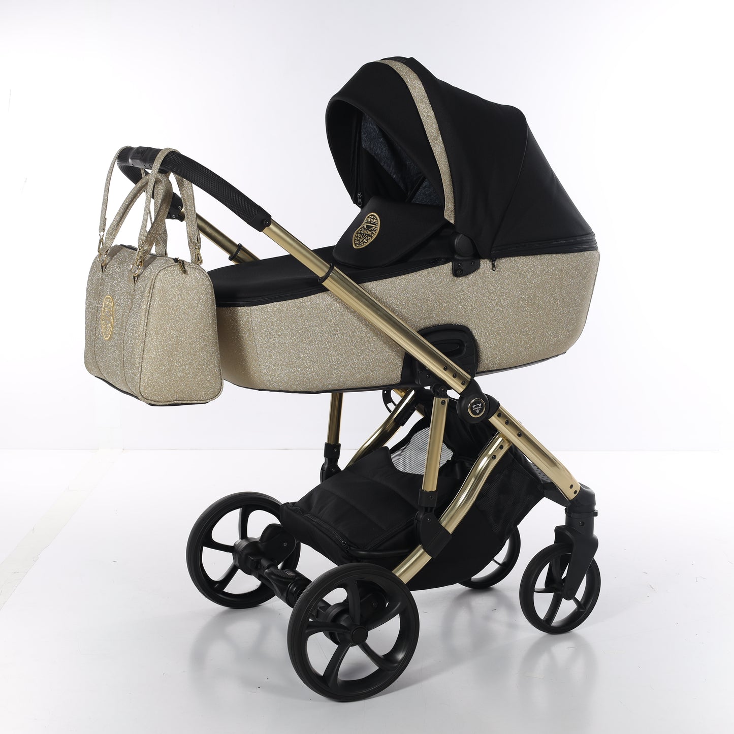 Junama TERMO GLITTER 2 in 1 , prams and stroller, V3 BLACK GOLD