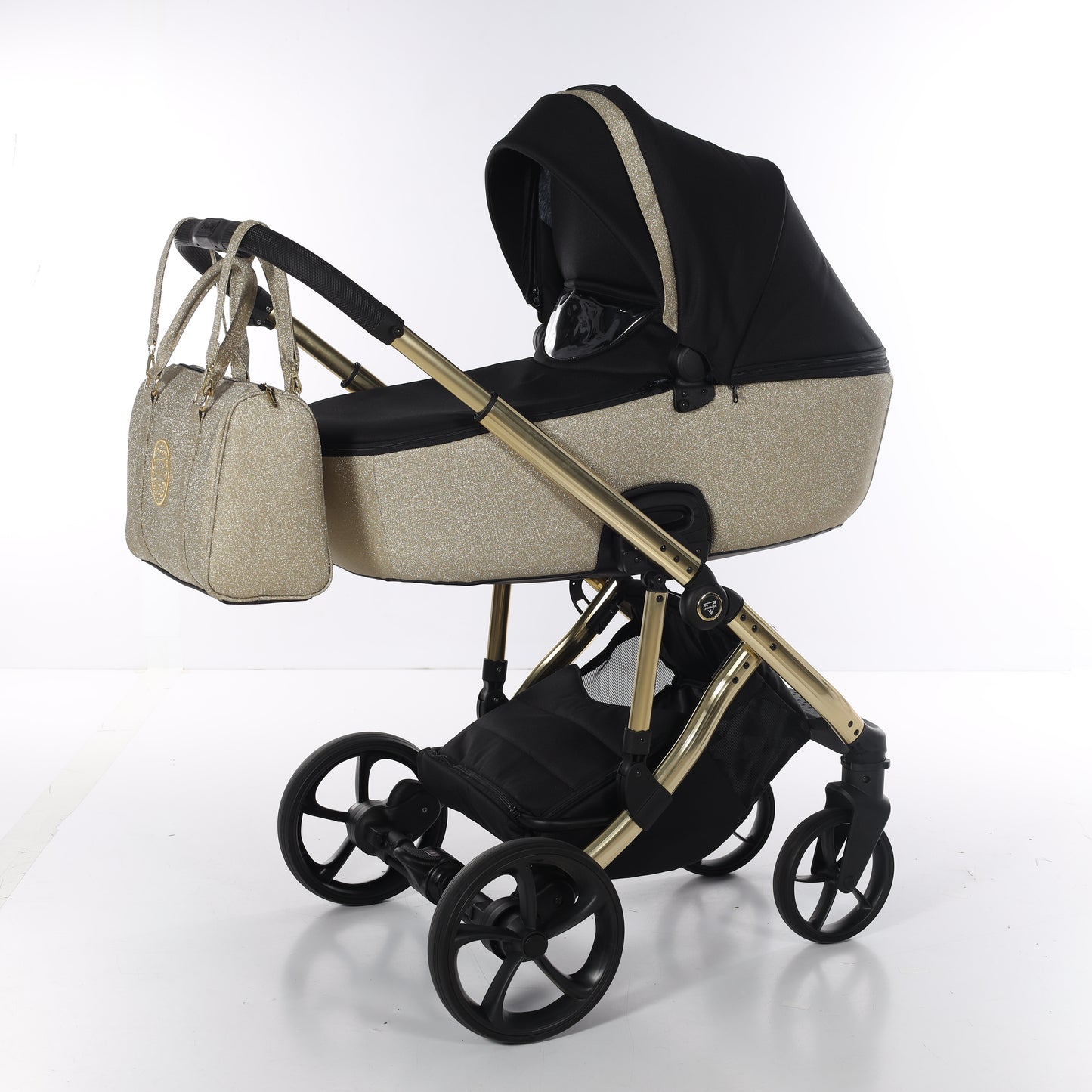 Junama TERMO GLITTER 2 in 1 , prams and stroller, V3 BLACK GOLD
