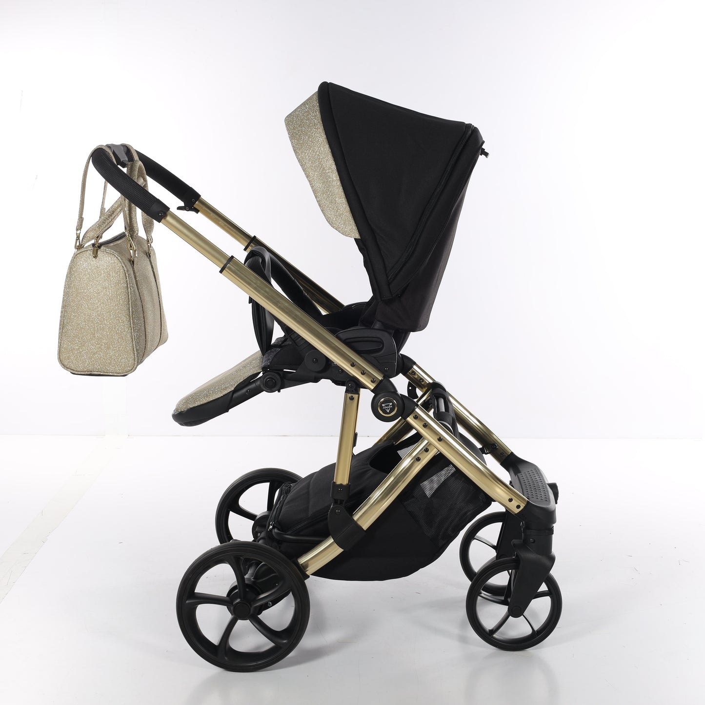 Junama TERMO GLITTER 2 in 1 , prams and stroller, V3 BLACK GOLD