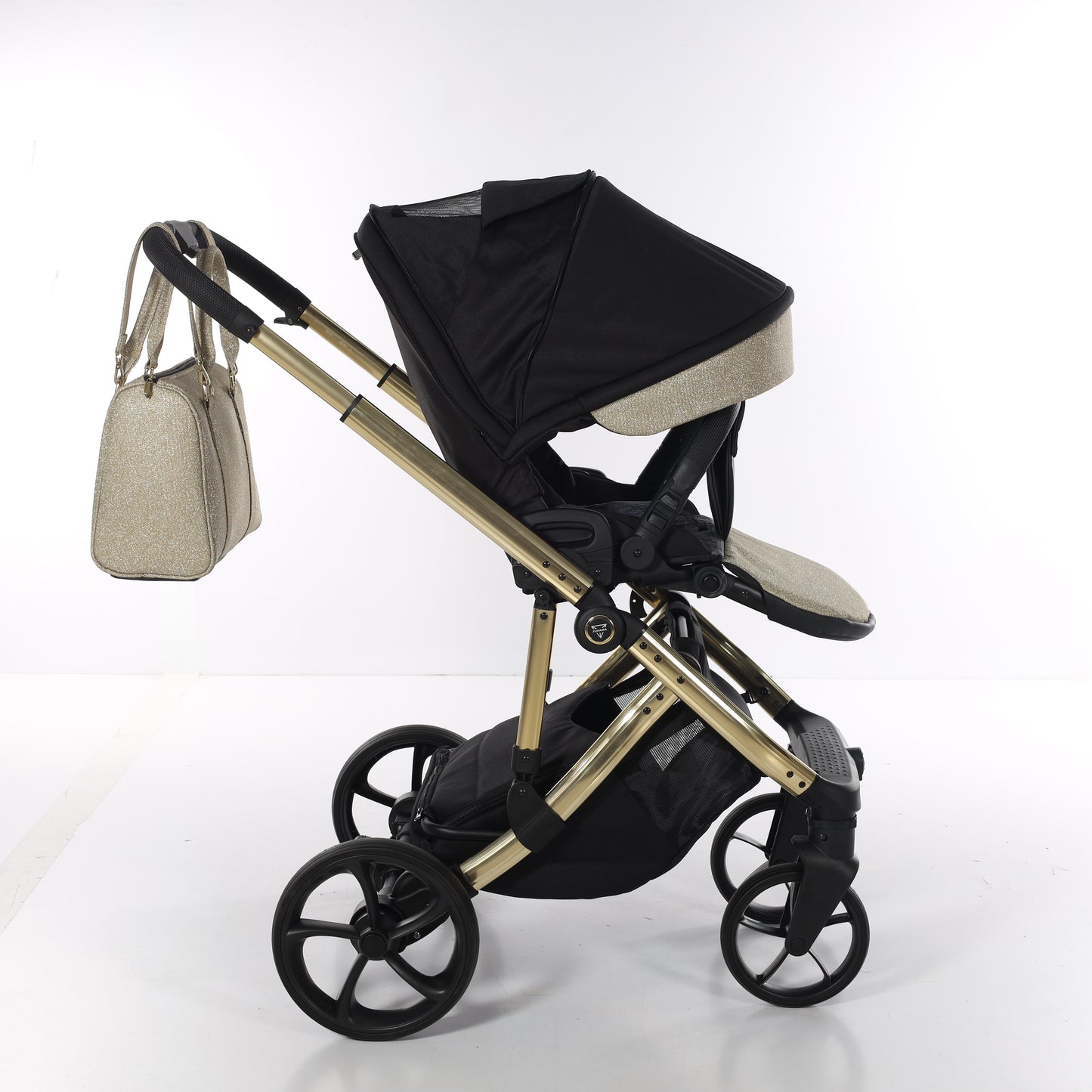 Junama TERMO GLITTER 2 in 1 , prams and stroller, V3 BLACK GOLD