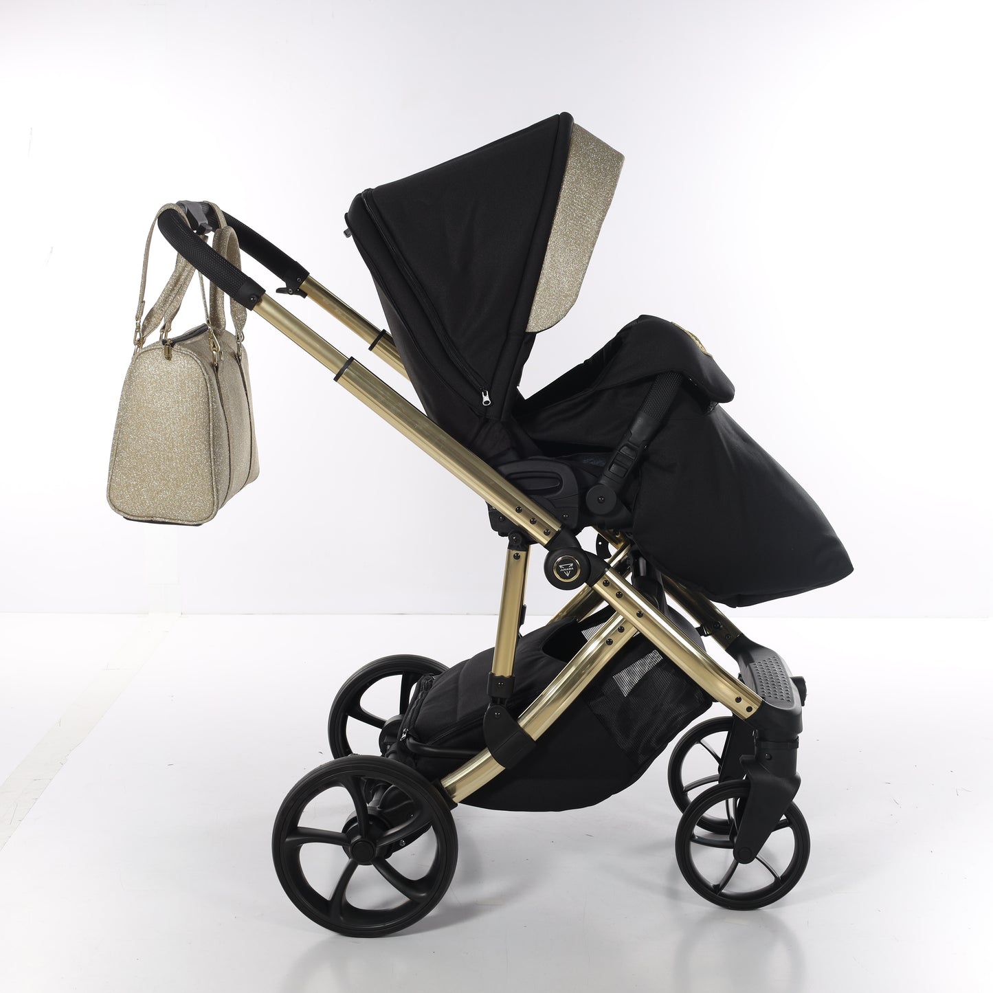 Junama TERMO GLITTER 2 in 1 , prams and stroller, V3 BLACK GOLD